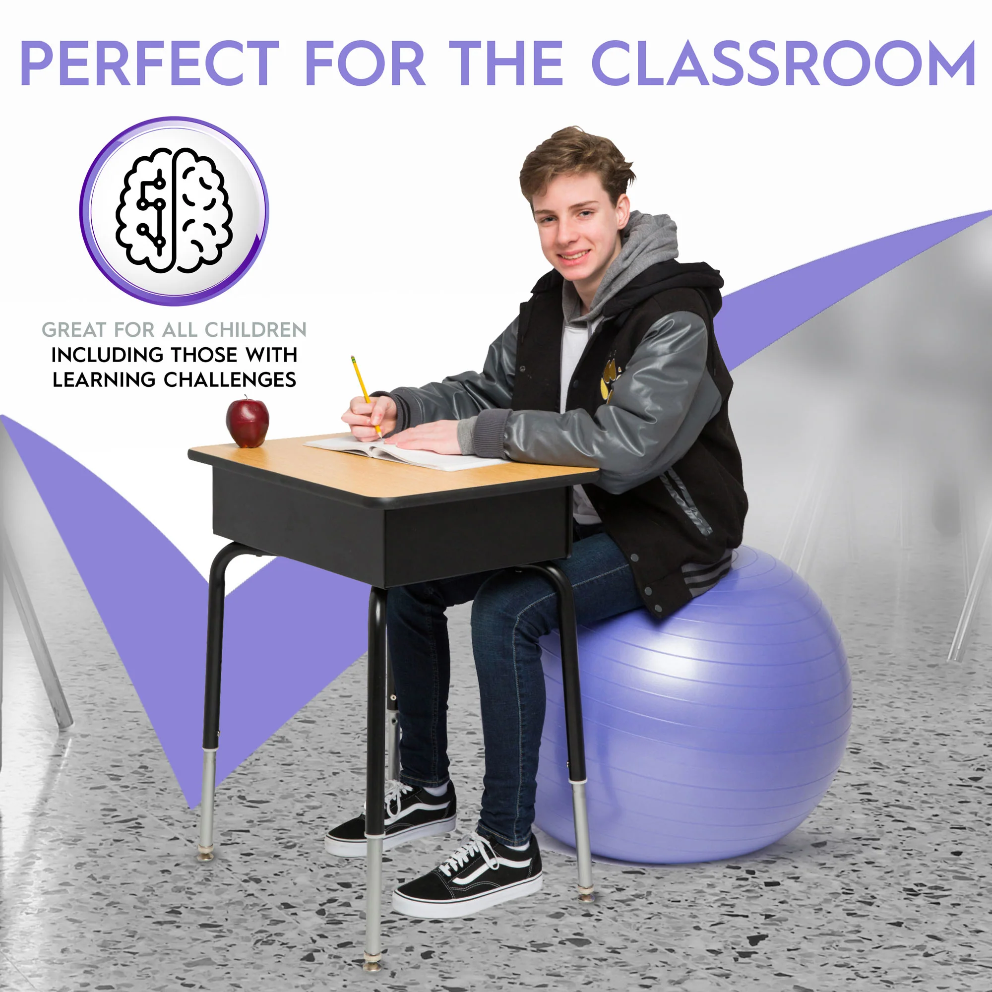 Bouncyband® Balance Ball, 65cm, Vibrant Purple - Stay Active & Focused - Image 9