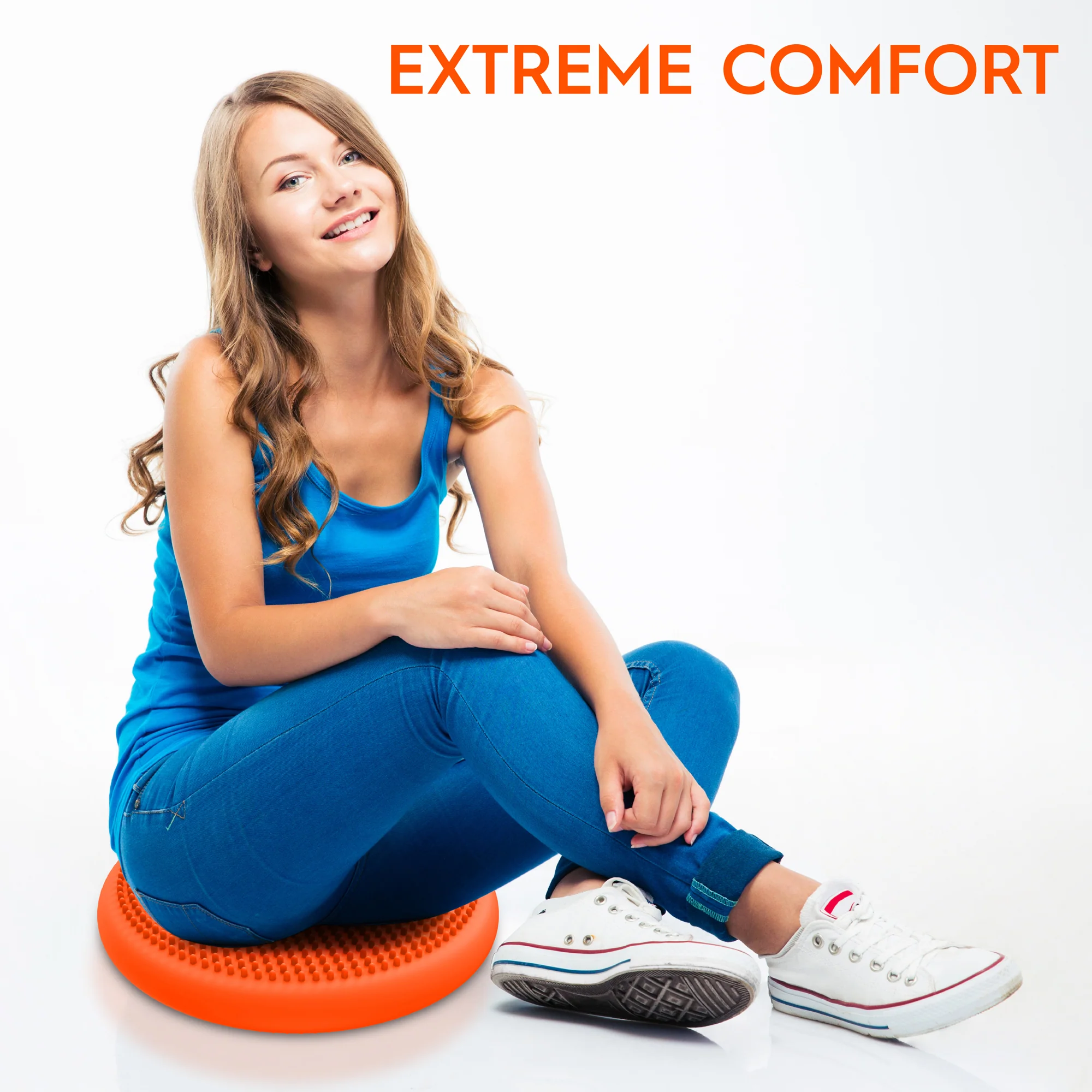 Bouncyband Big Wiggle Seat Sensory Cushion - Vibrant Orange - Image 6