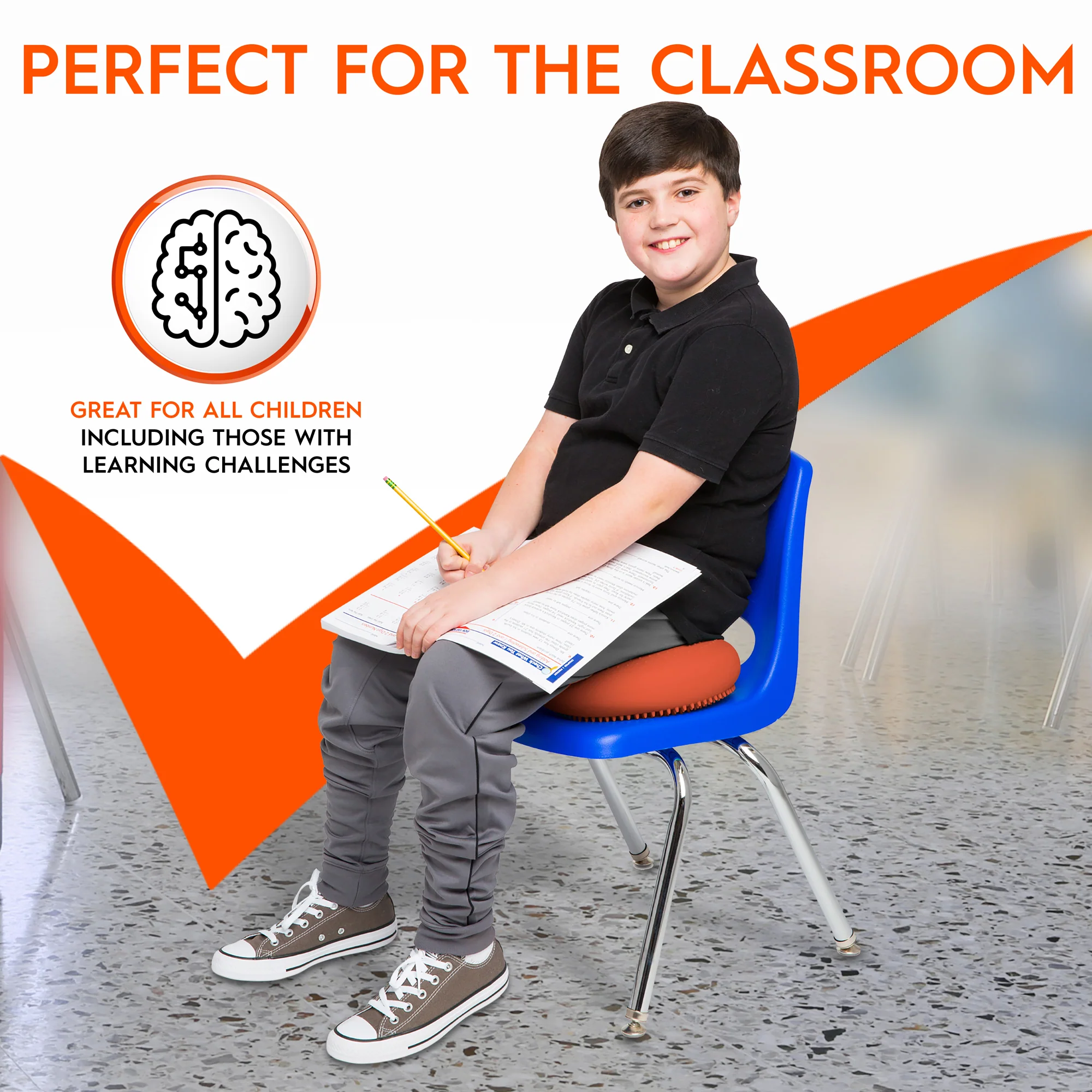 Bouncyband Big Wiggle Seat Sensory Cushion - Vibrant Orange - Image 8
