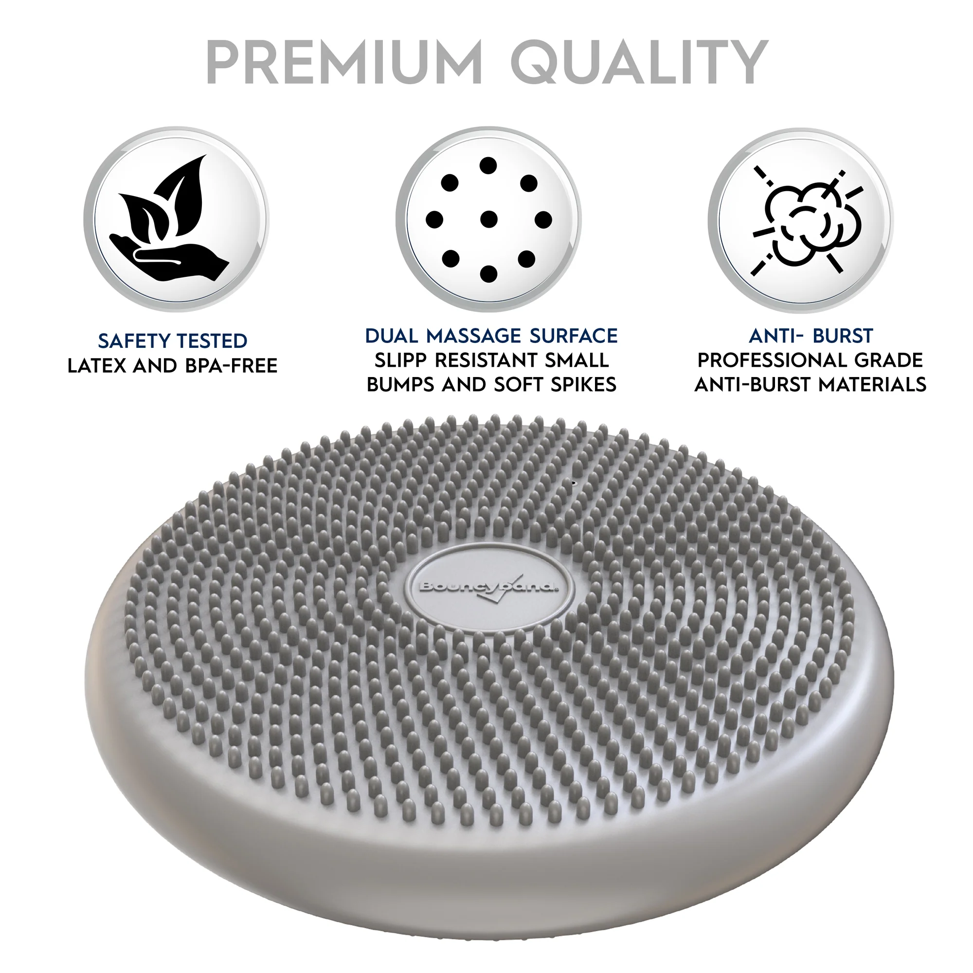 Bouncyband Big Wiggle Seat Sensory Cushion, Silver - Active Sitting for Kids - Image 6