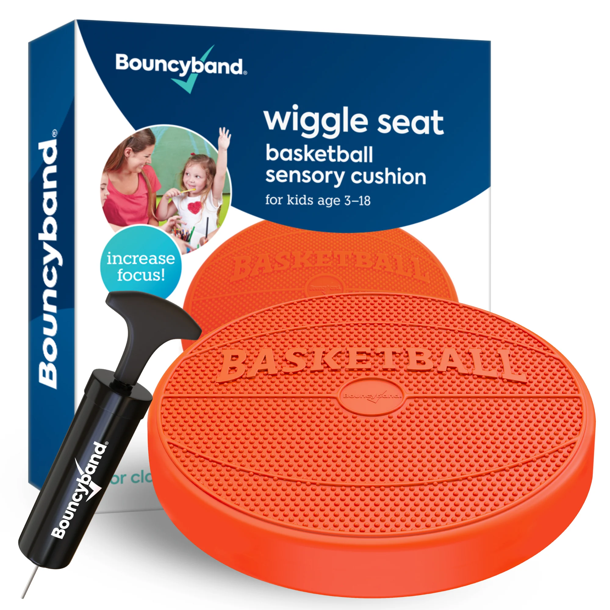 Bouncyband Wiggle Seat Sensory Cushion - Orange Basketball Design - Image 3