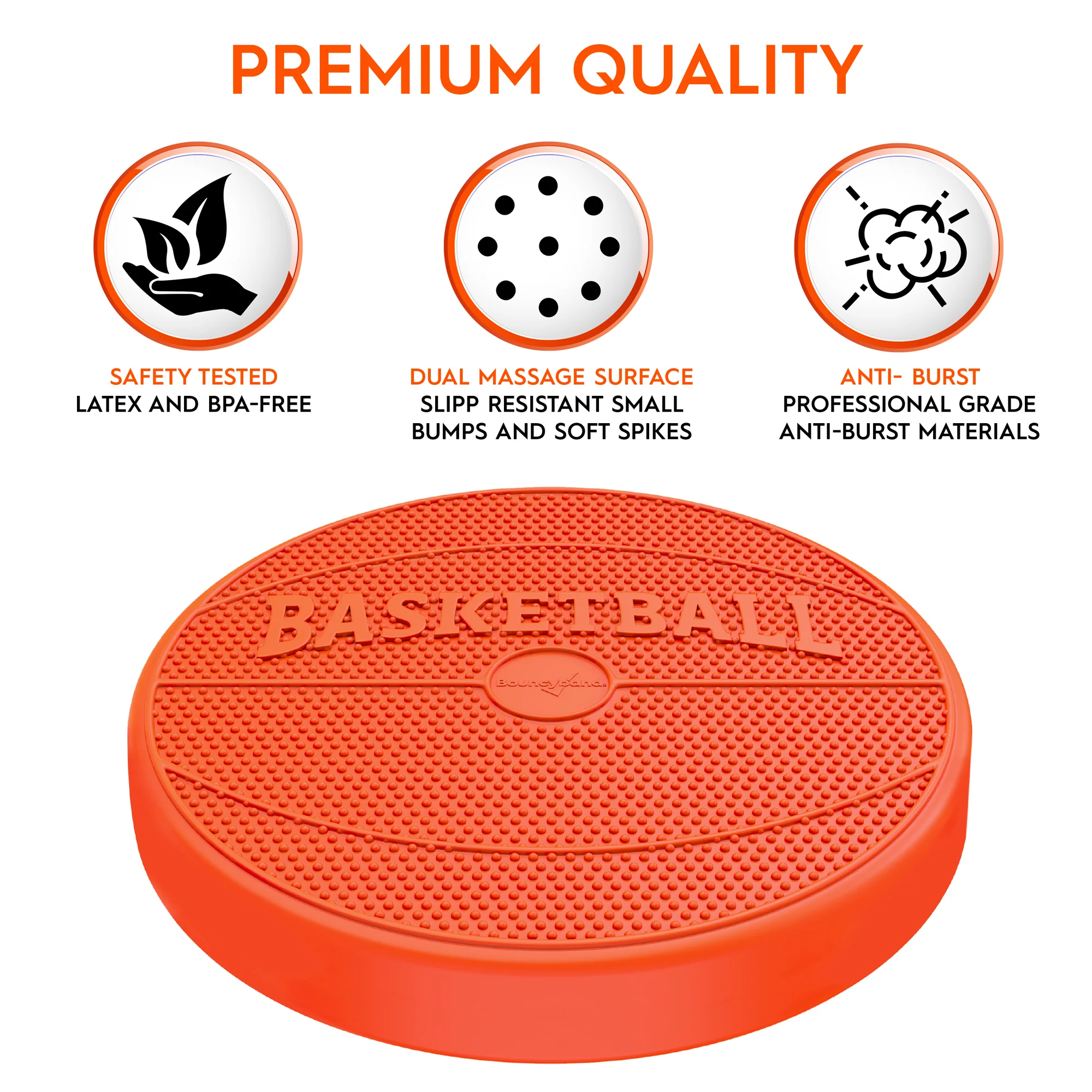 Bouncyband Wiggle Seat Sensory Cushion - Orange Basketball Design - Image 6