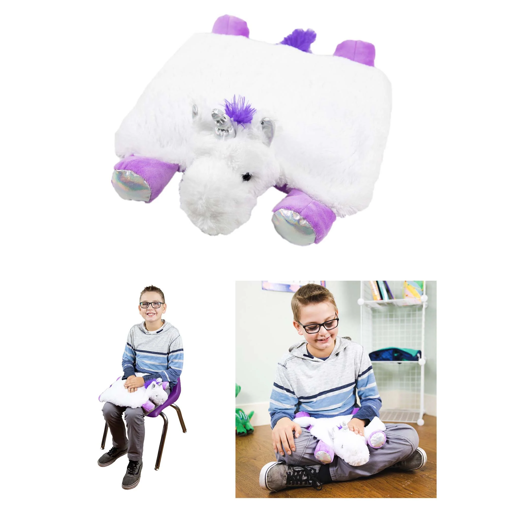 Bouncyband Unicorn Sensory Plush Weighted Lap Pad – Comforting and Washable