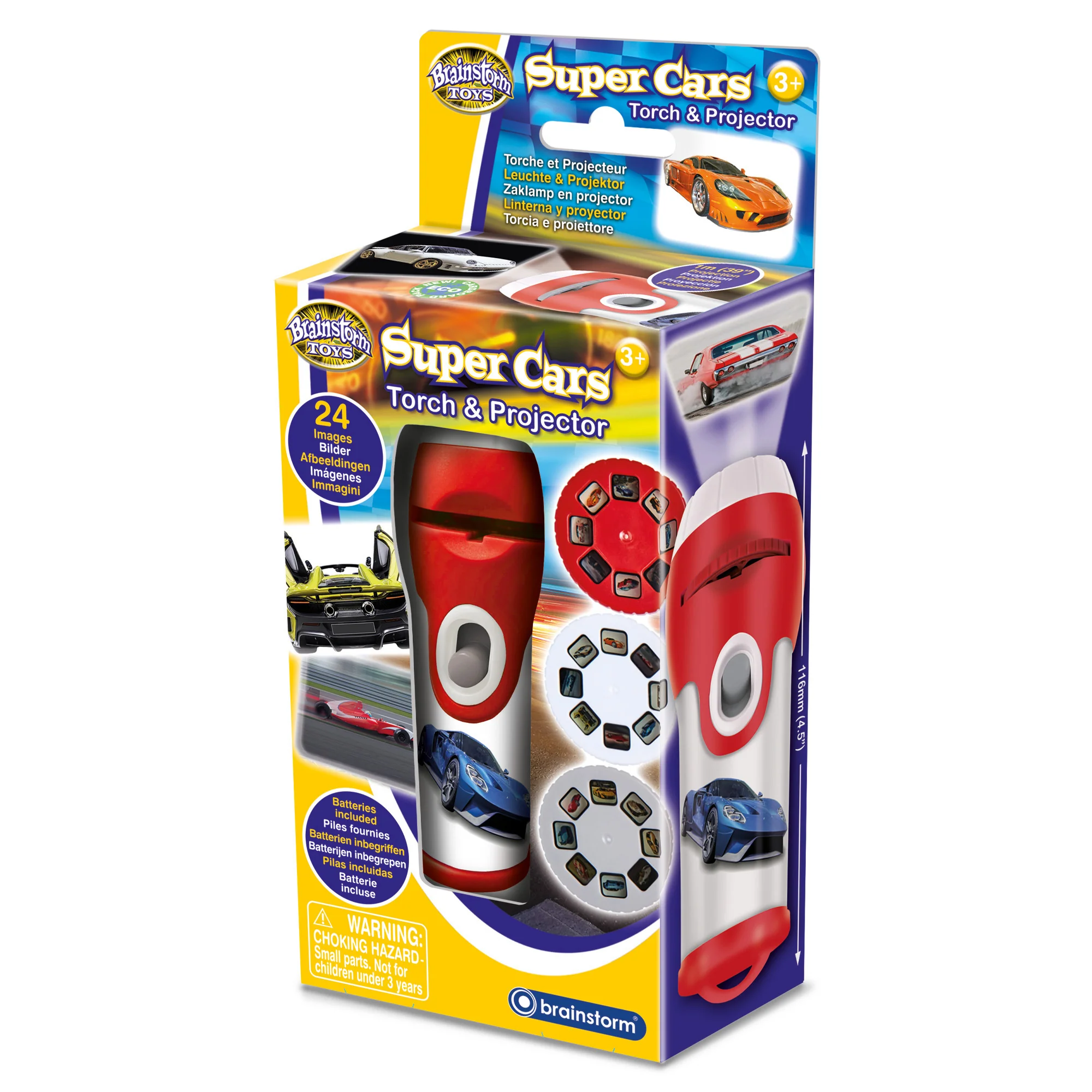 Brainstorm Toys Fast Cars Torch & Projector - Compact LED, Colorful Imagery - Age 3+