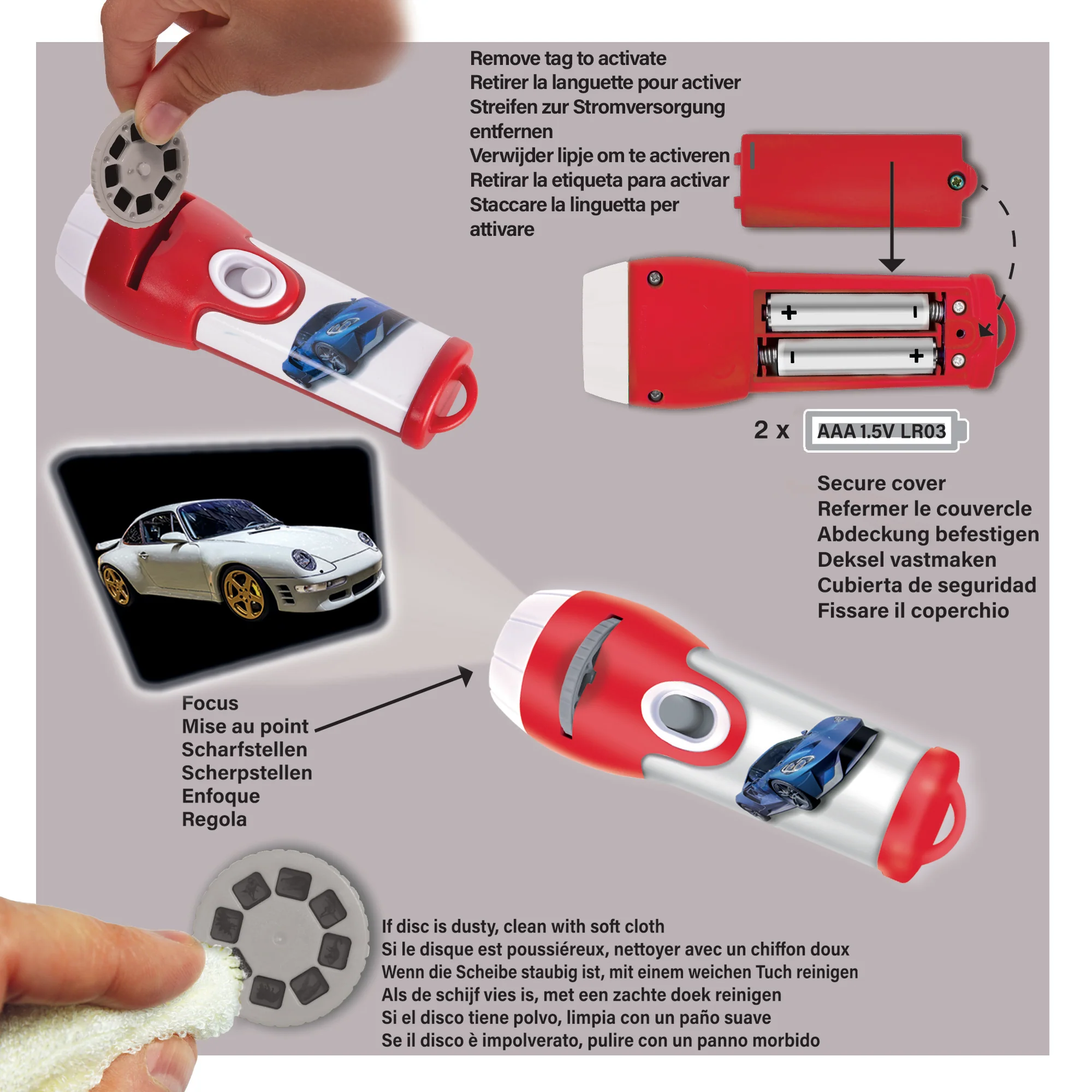 Brainstorm Toys Fast Cars Torch & Projector - Compact LED, Colorful Imagery - Age 3+ - Image 3