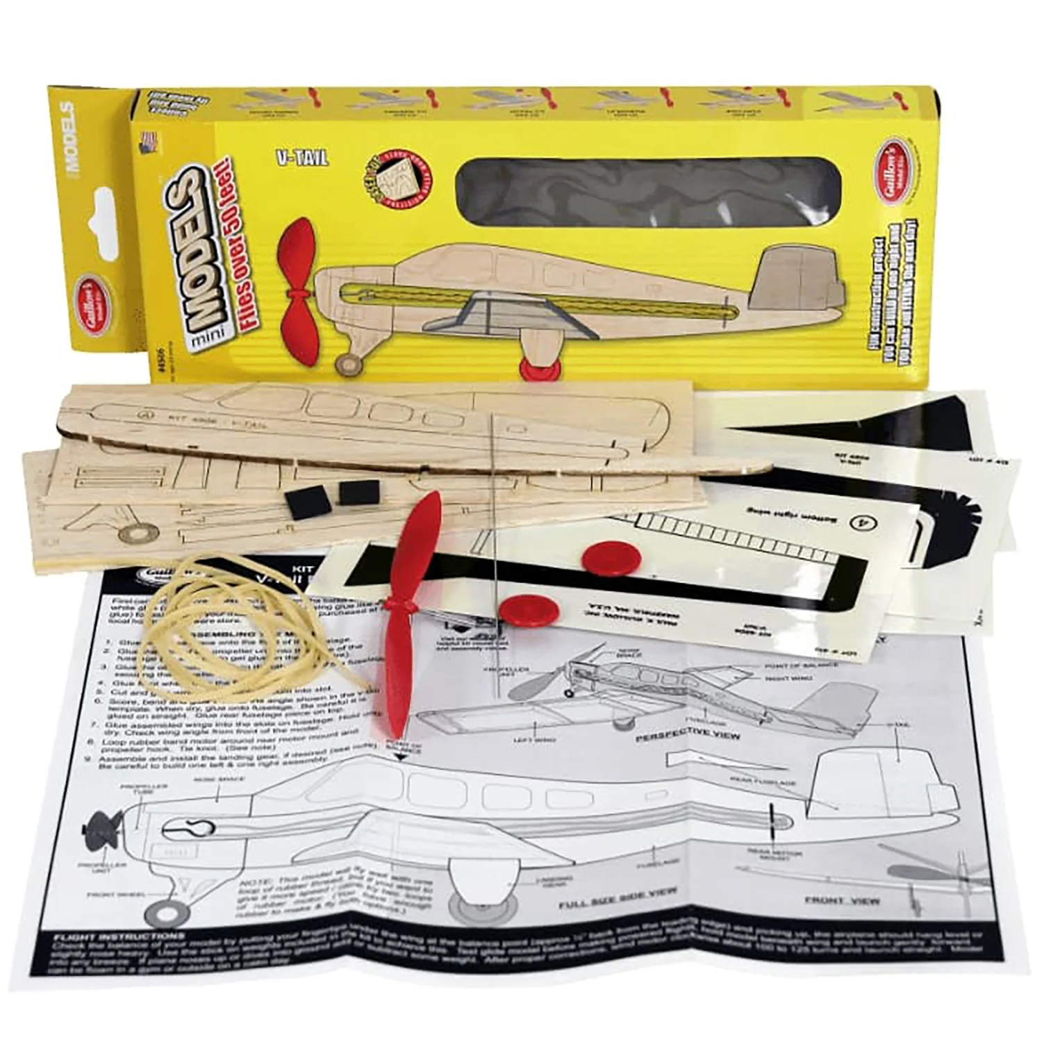 Guillow's V-Tail Build-N-Fly Balsa Wood Model Airplane Kit 12.5-Inch Wingspan - Image 2