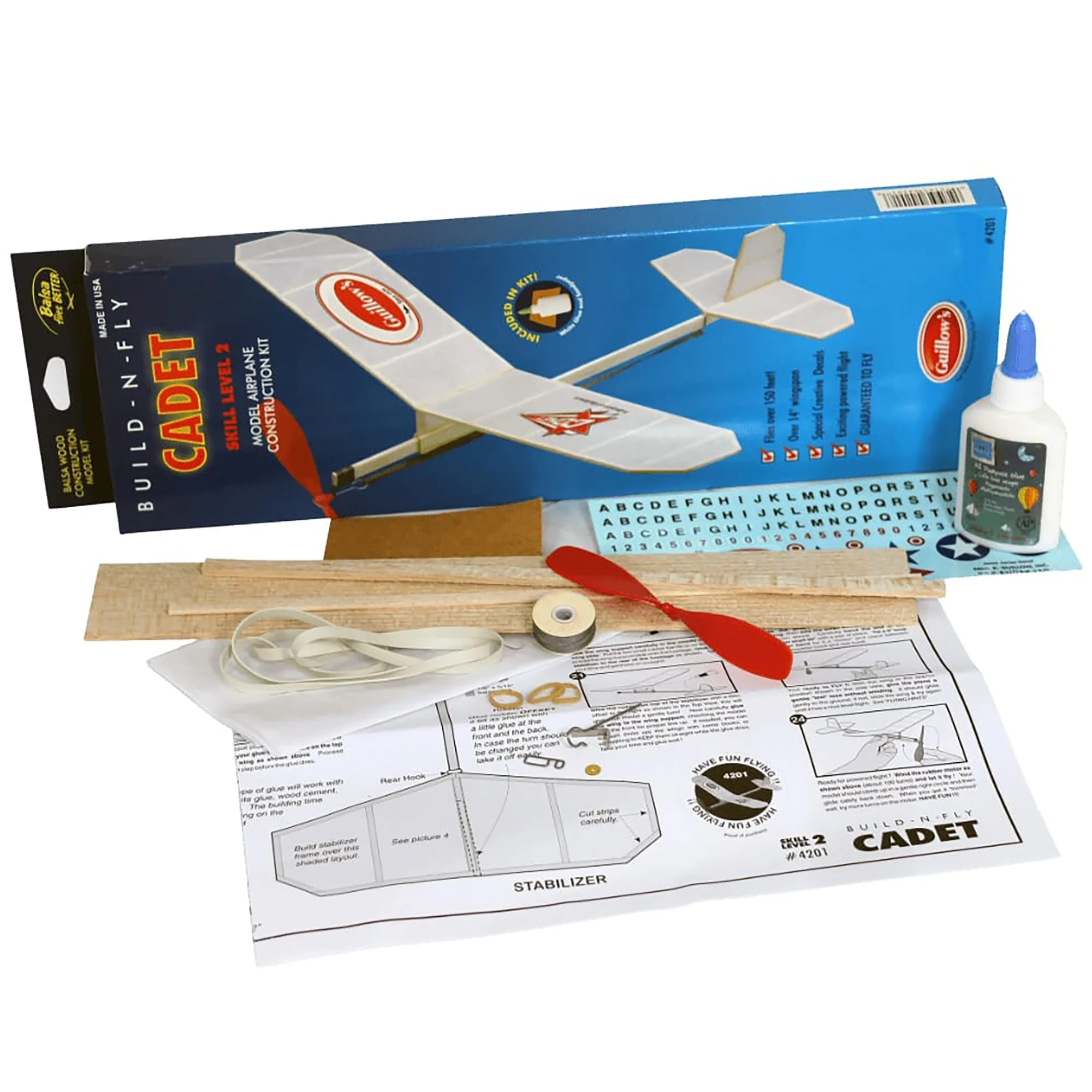 Guillow's Cadet STEM Balsa Wood Model Airplane Building Kit - Level 2 - Image 2