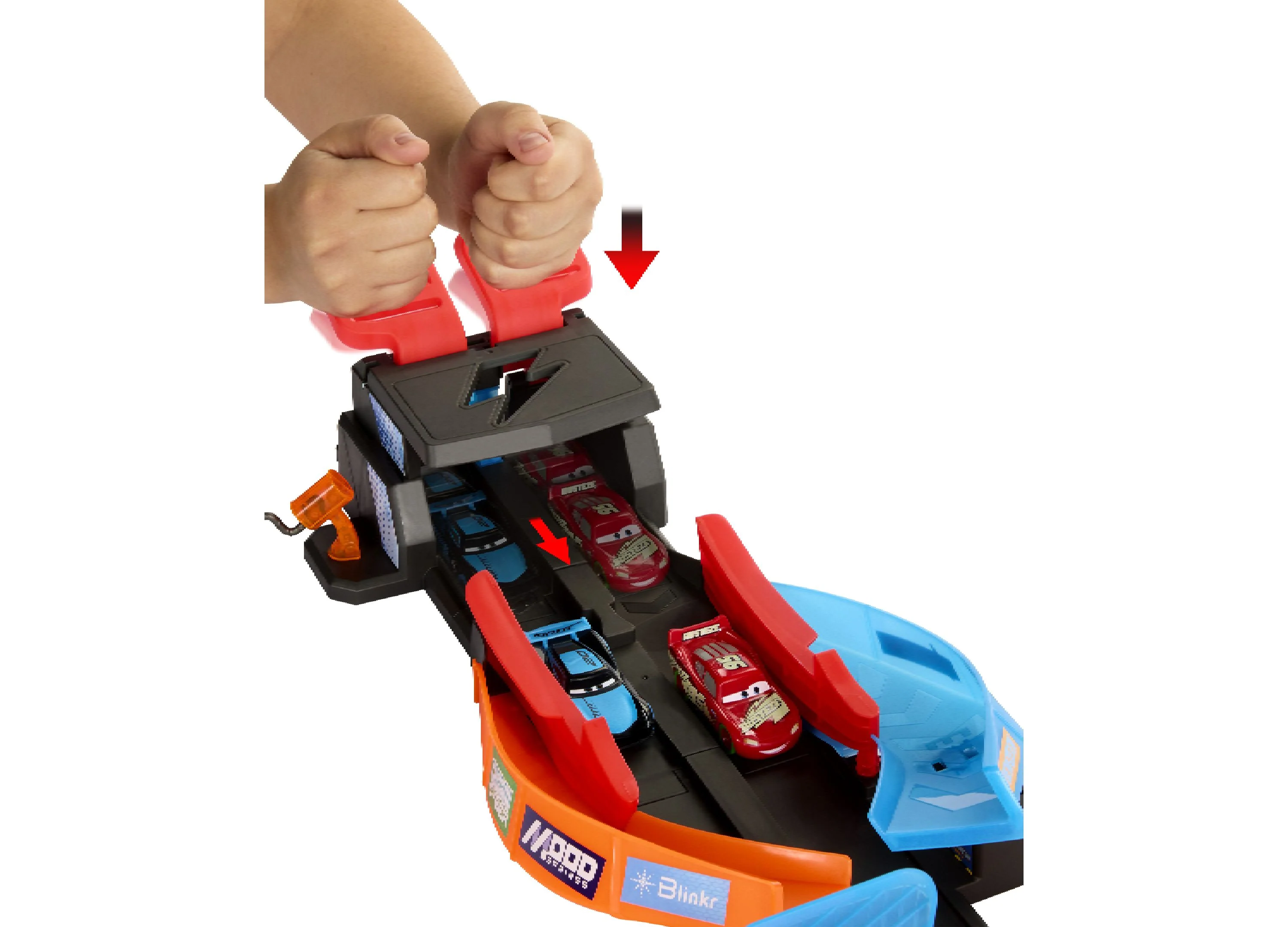 Disney Pixar Cars Glow Racers Criss-Cross Playset with Lightning McQueen & Jackson Storm - Image 2