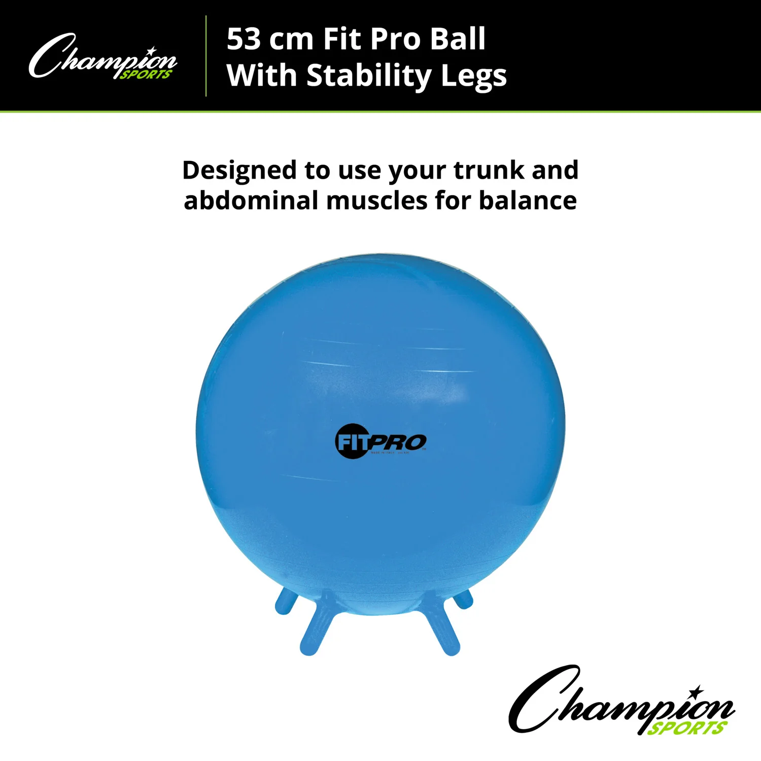 Champion Sports FitPro Stability Leg Ball, 55cm - Royal Blue - Image 3