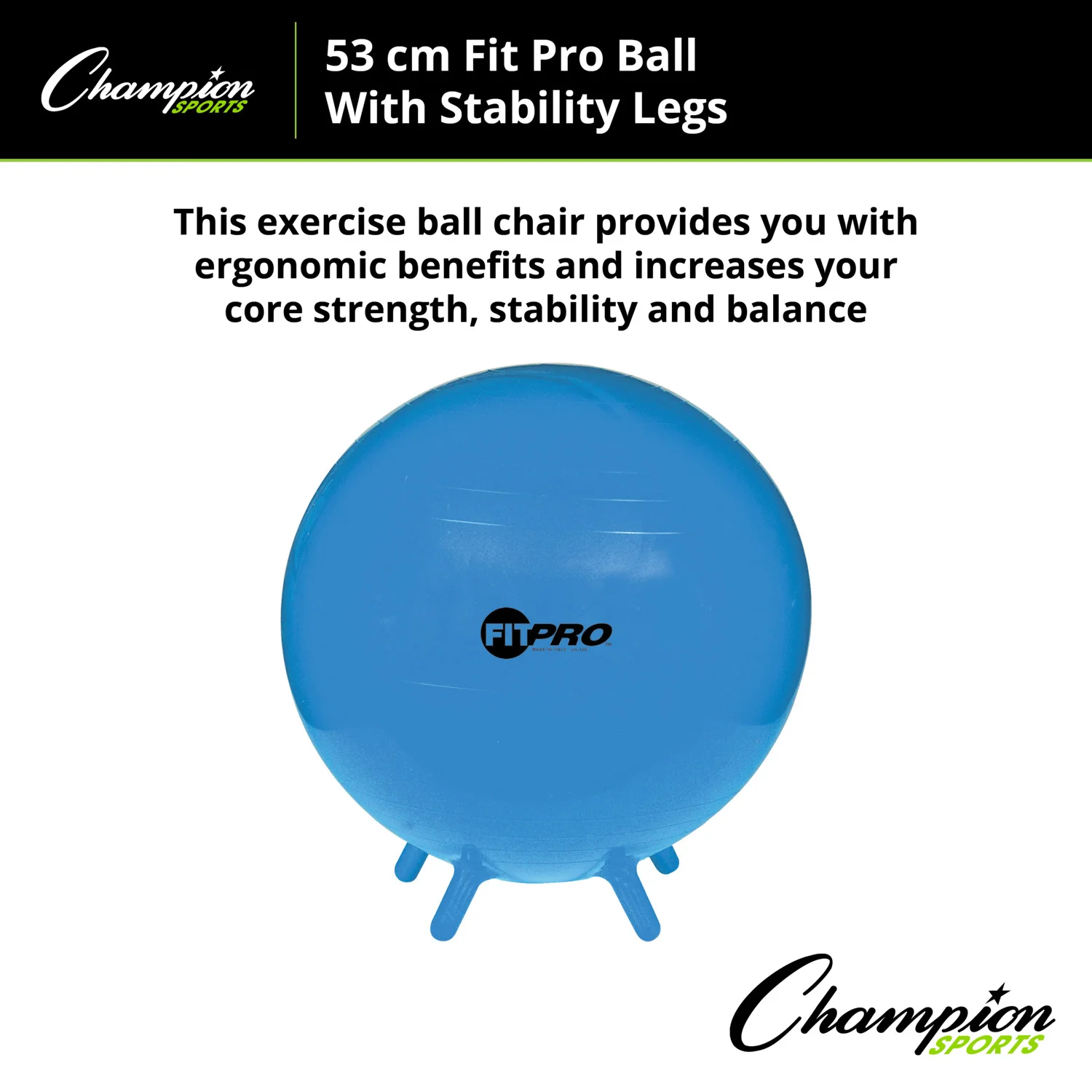 Champion Sports FitPro Stability Leg Ball, 55cm - Royal Blue - Image 4
