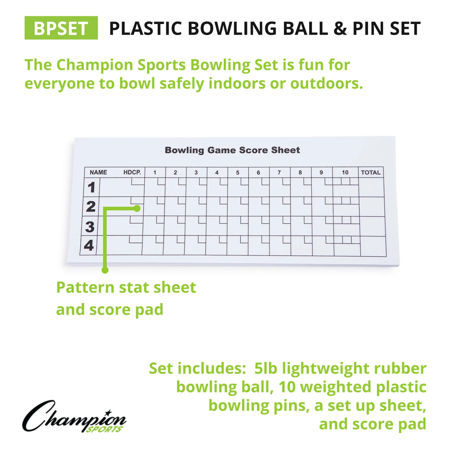 Champion Sports Swirl Bowling Set with Lightweight Ball & Pins - Image 3