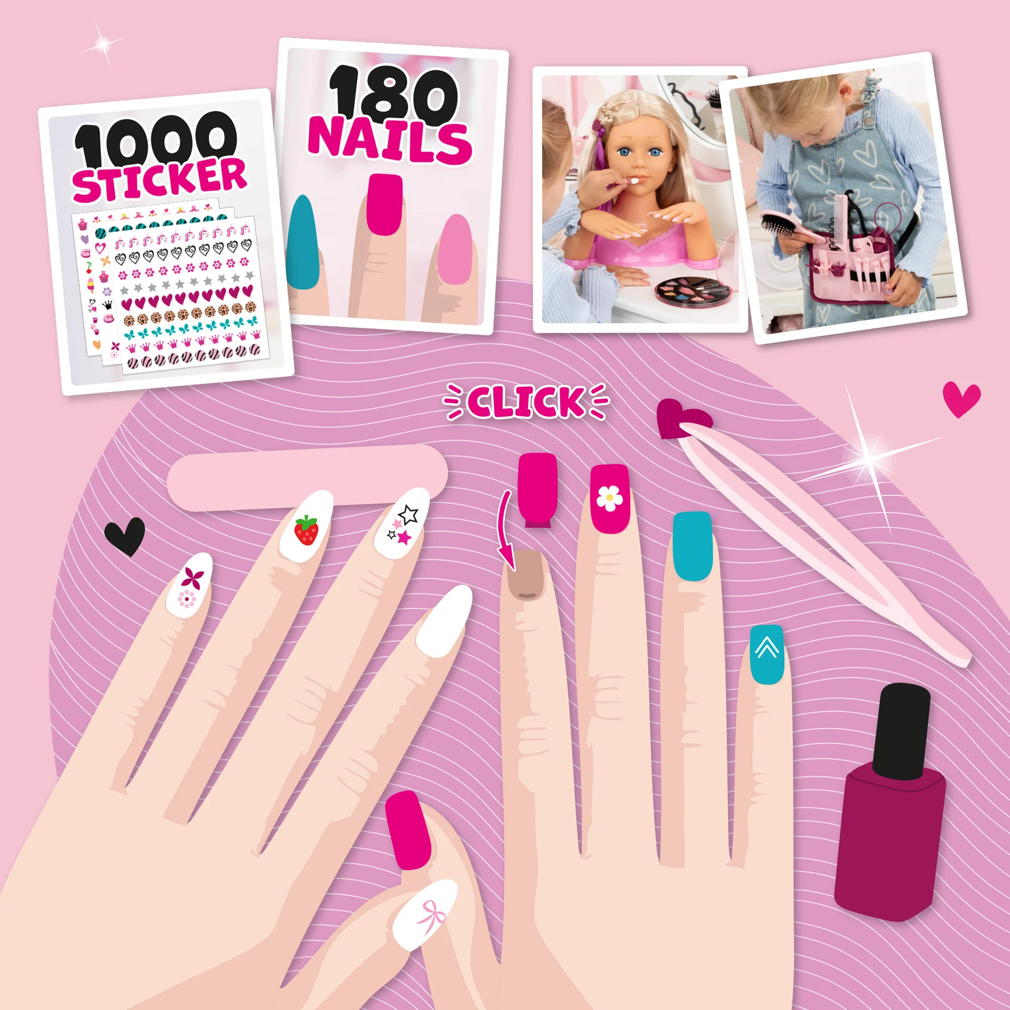 Charlene Magic Nails Brunette Styling Head Doll With Moveable Hands - Image 4