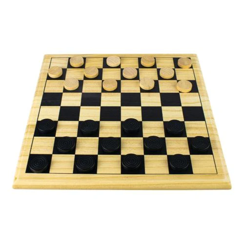 Classic Checkers Natural Wood Board Game - Image 6