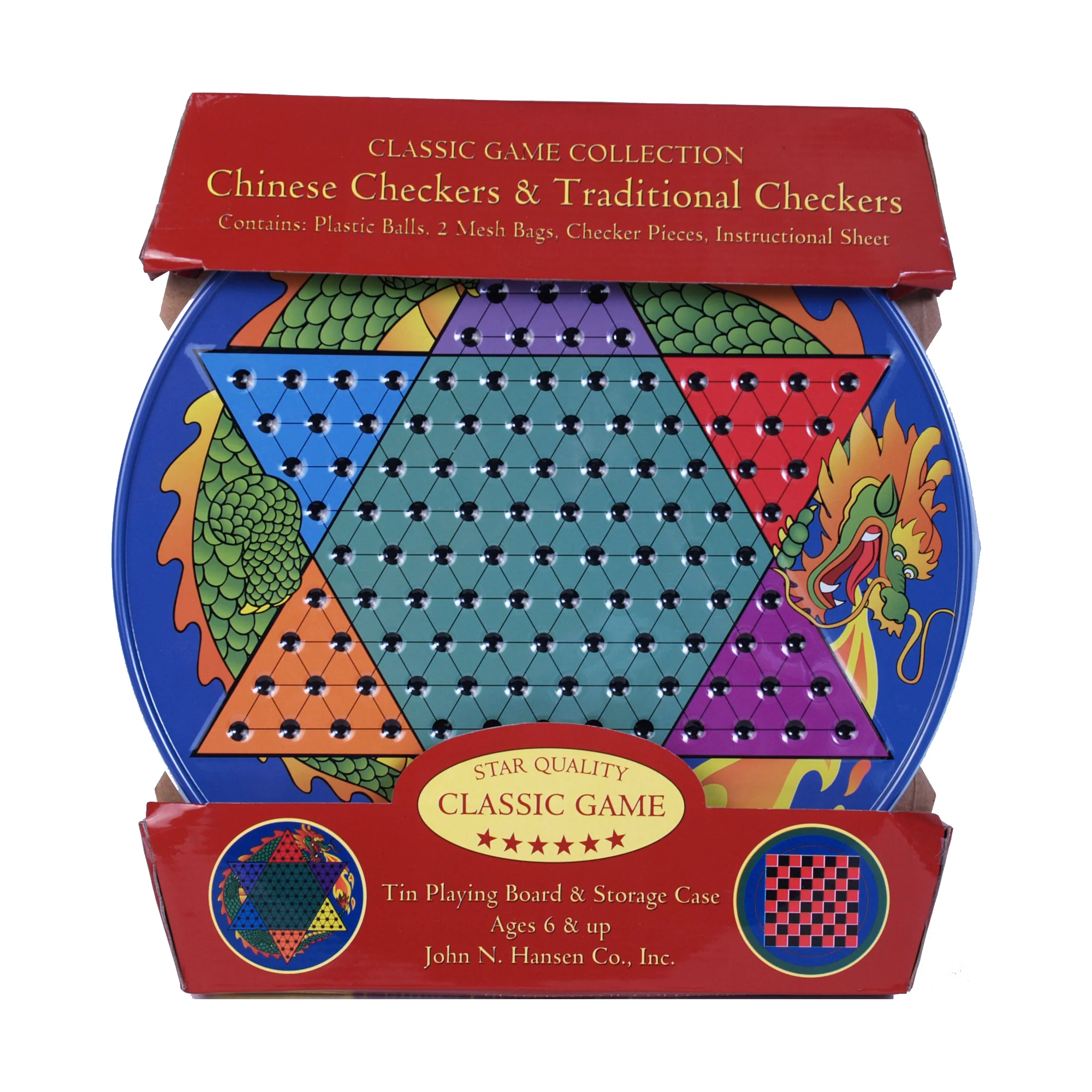 Dragon Duel Chinese Checkers & Traditional Checkers Game Tin