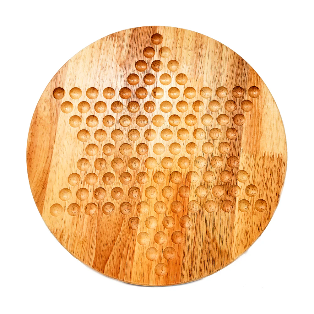 Classic Game Collection 12-Inch Wooden Chinese Checkers Set with Marbles - Image 3