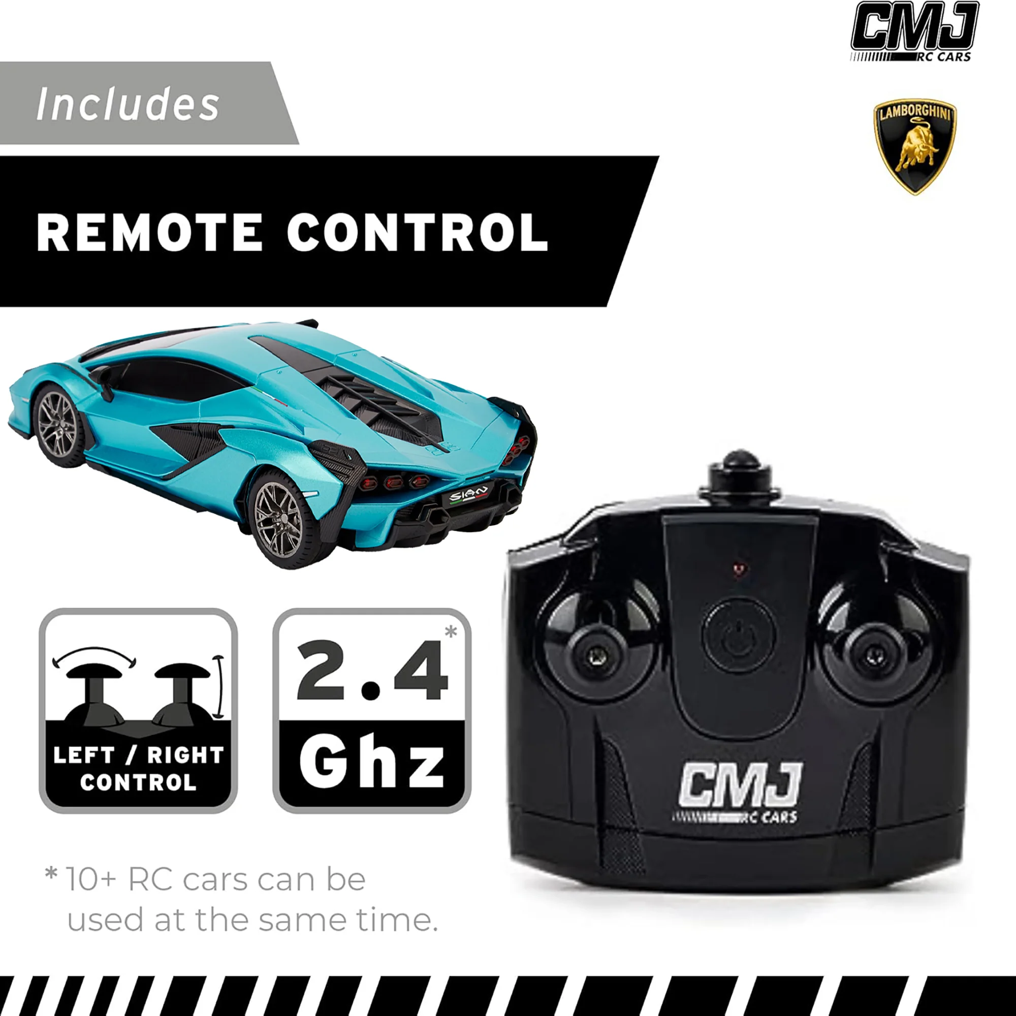 CMJ RC Cars Lamborghini Sián FKP 37 - Blue - 1:24 Scale Radio Control Vehicle with LED Headlights - Image 4