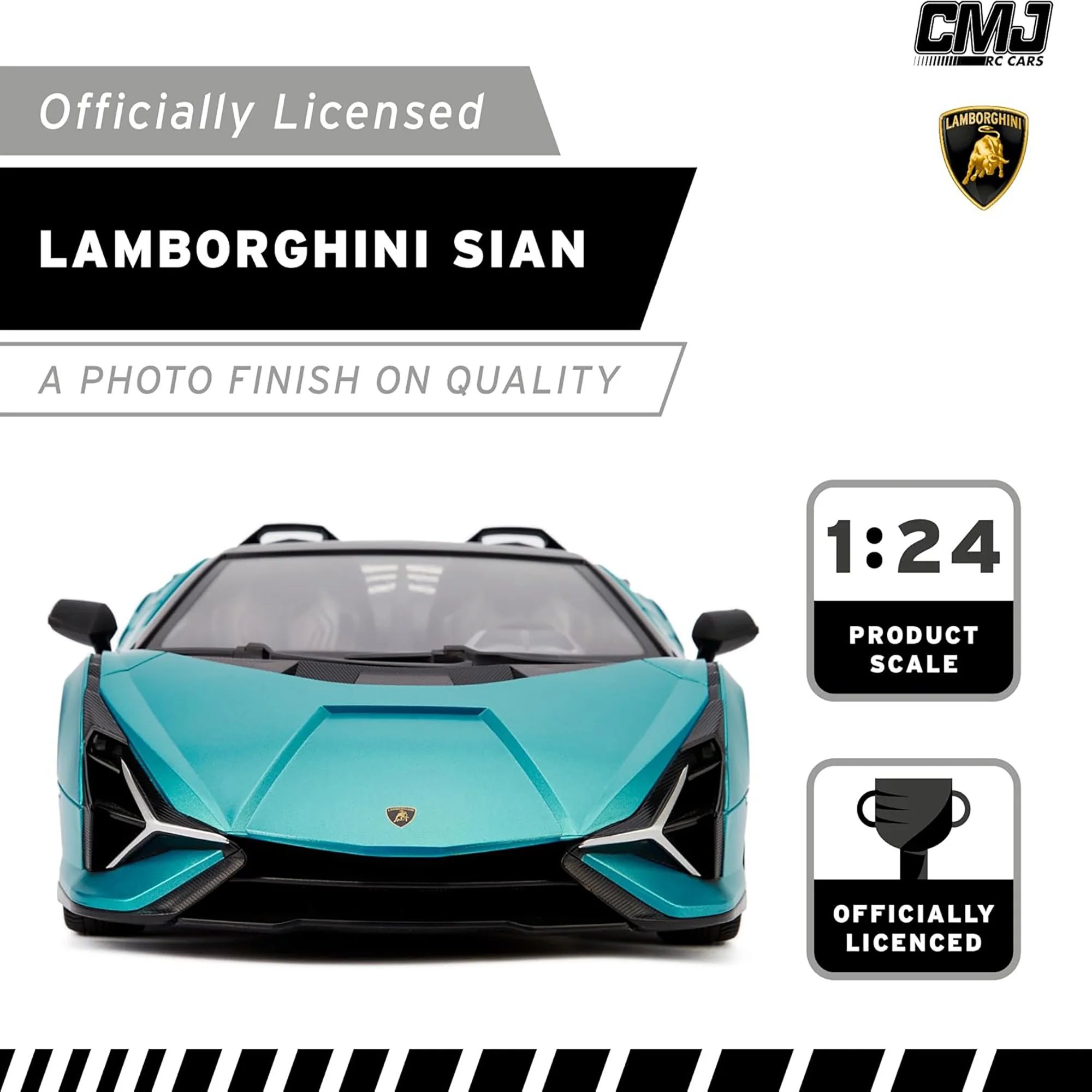 CMJ RC Cars Lamborghini Sián FKP 37 - Blue - 1:24 Scale Radio Control Vehicle with LED Headlights - Image 5