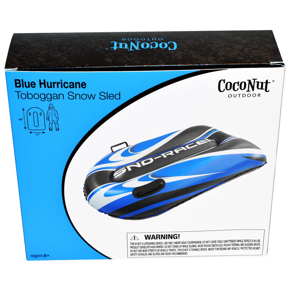 CocoNut Outdoor Inflatable Blue Hurricane Toboggan Snow Sled - 48x31 - Image 3
