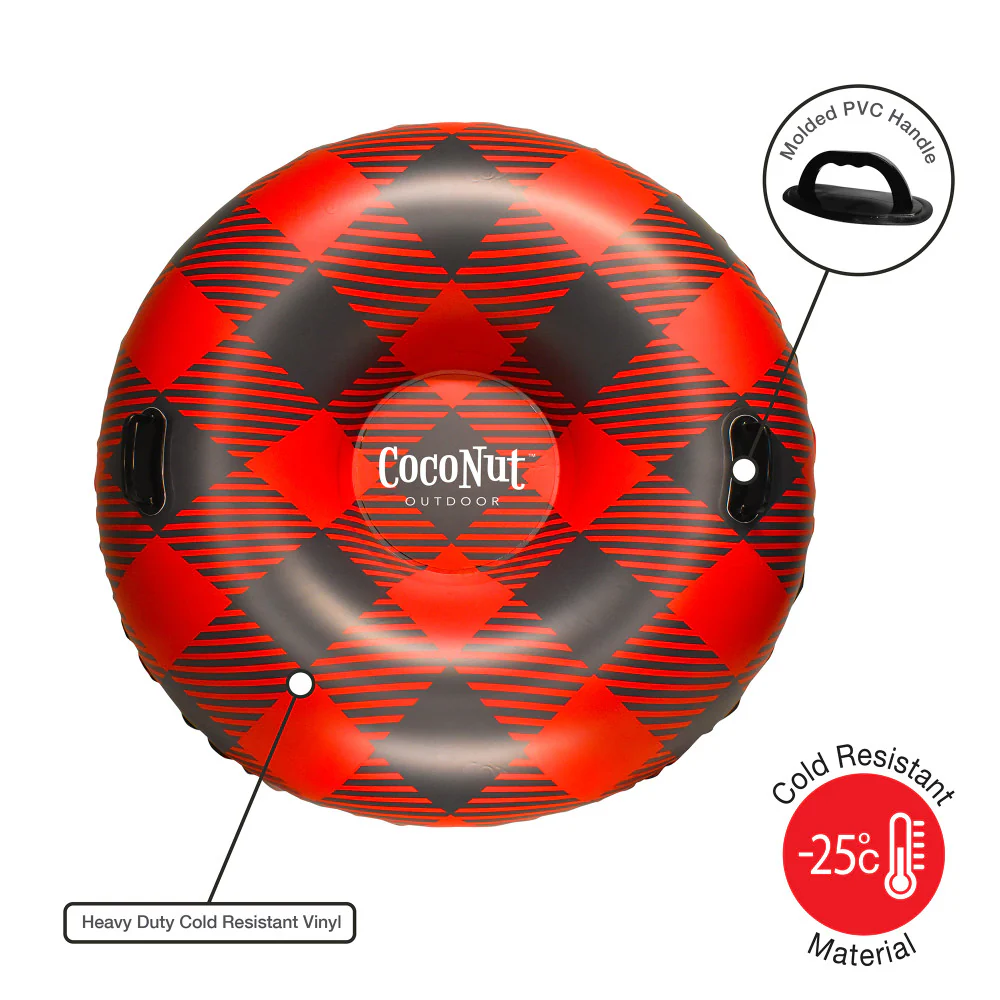CocoNut Outdoor Buffalo Plaid 48" Jumbo Snow Tube - Red & Black - Image 2
