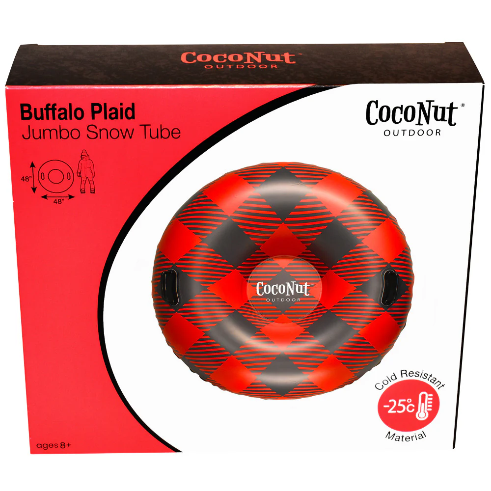 CocoNut Outdoor Buffalo Plaid 48" Jumbo Snow Tube - Red & Black - Image 3