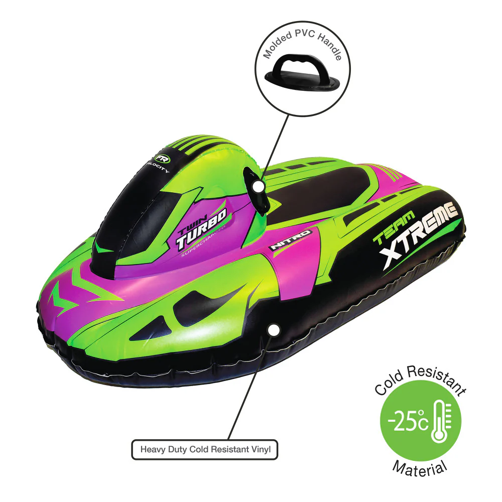 CocoNut Outdoor: Team Xtreme Racing Snowmobile Sled - Lime-Pink-Black - Image 2