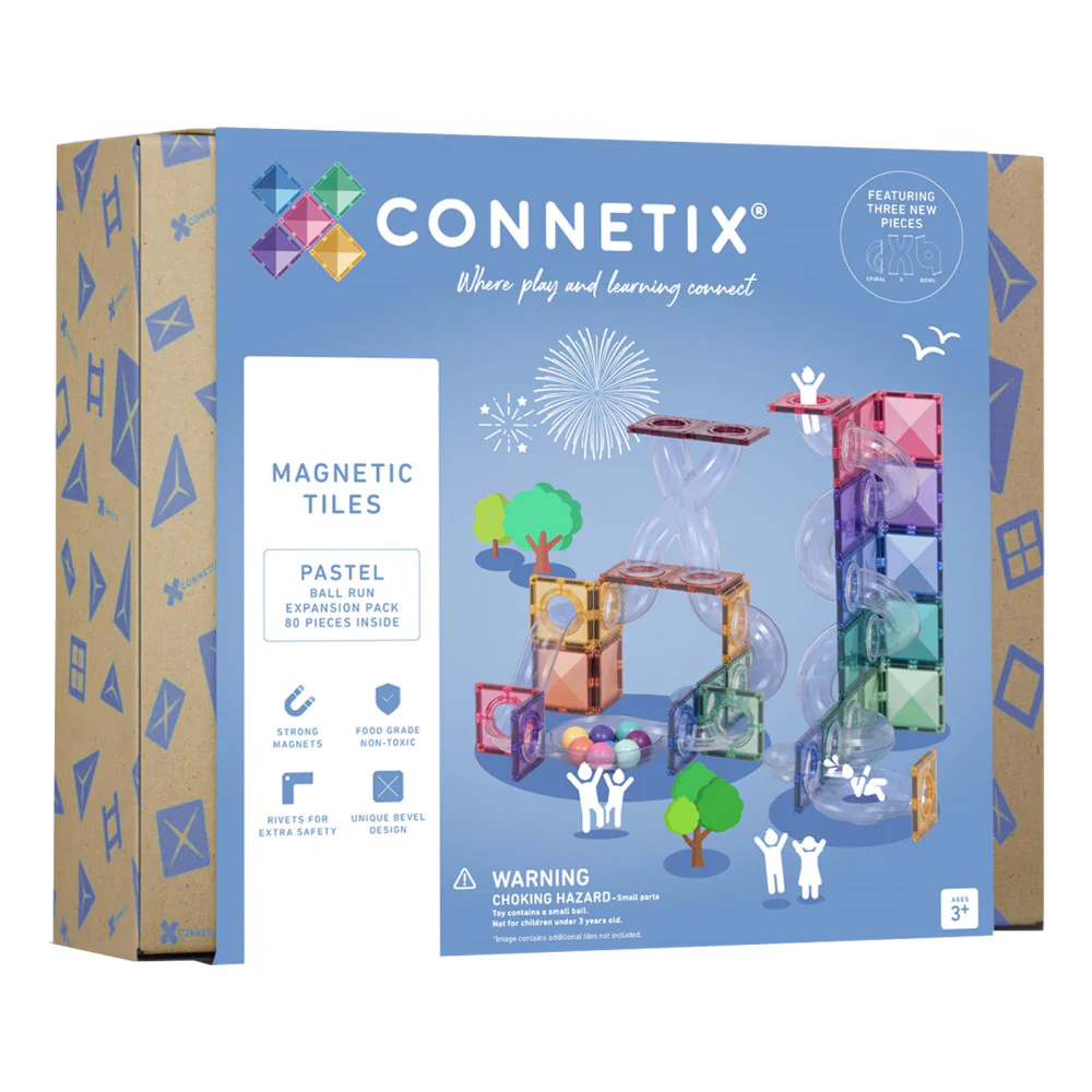Connetix Magnetic Tiles 80-Piece Pastel Ball Run Expansion Set
