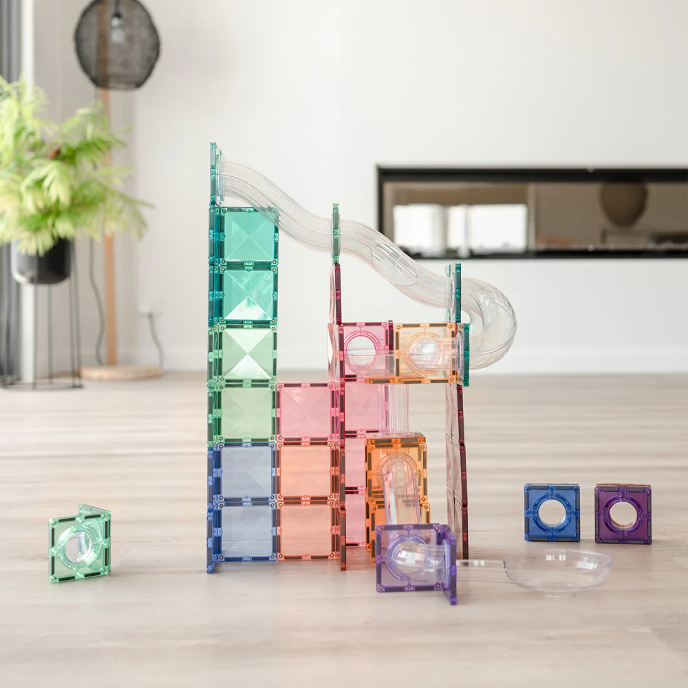 Connetix Magnetic Tiles 80-Piece Pastel Ball Run Expansion Set - Image 3