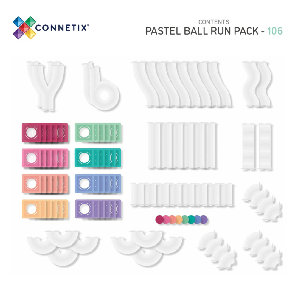 Connetix Pastel Ball Run Pack Magnetic Tiles, 106 Pieces - Image 2