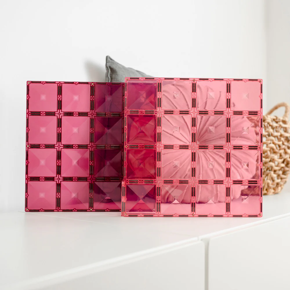 Connetix Magnetic Tiles Pastel Pink & Berry Base Plate Duo, 2-Piece Set - Image 4