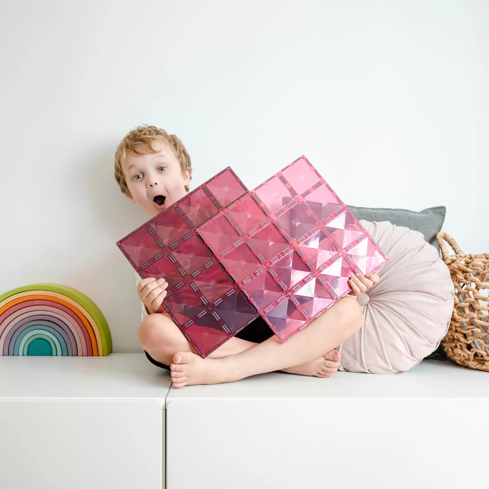 Connetix Magnetic Tiles Pastel Pink & Berry Base Plate Duo, 2-Piece Set - Image 5