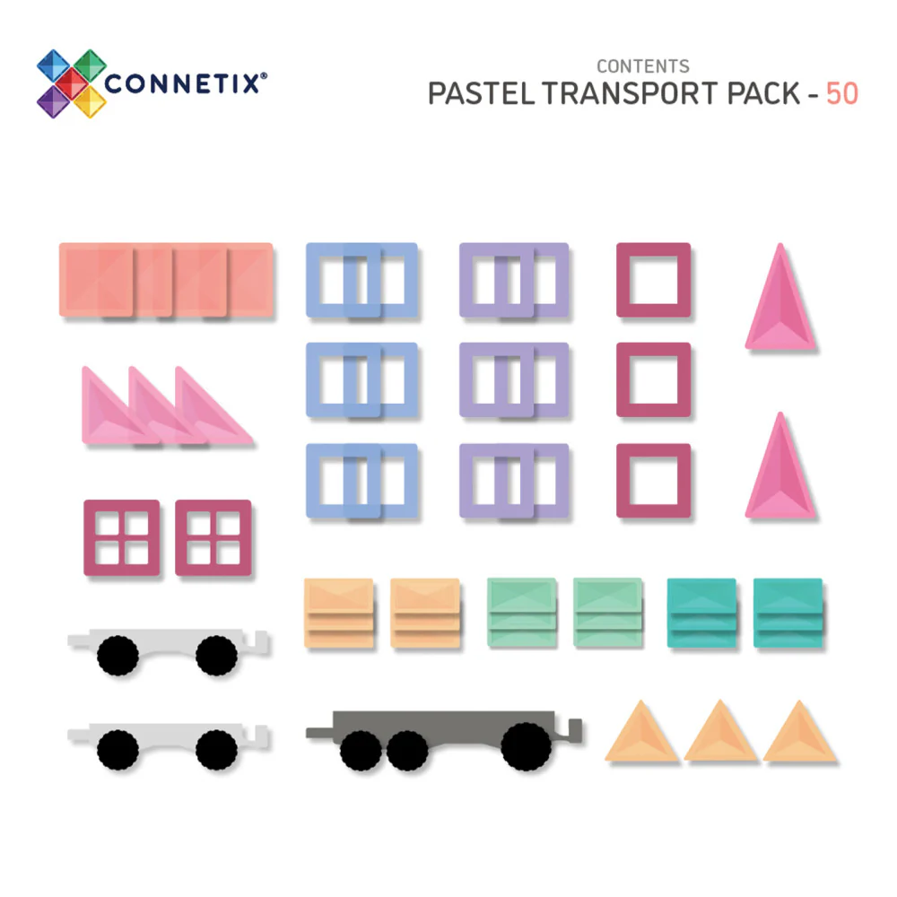 Connetix Magnetic Tiles Pastel Transport Pack - 50 Pieces - Image 2