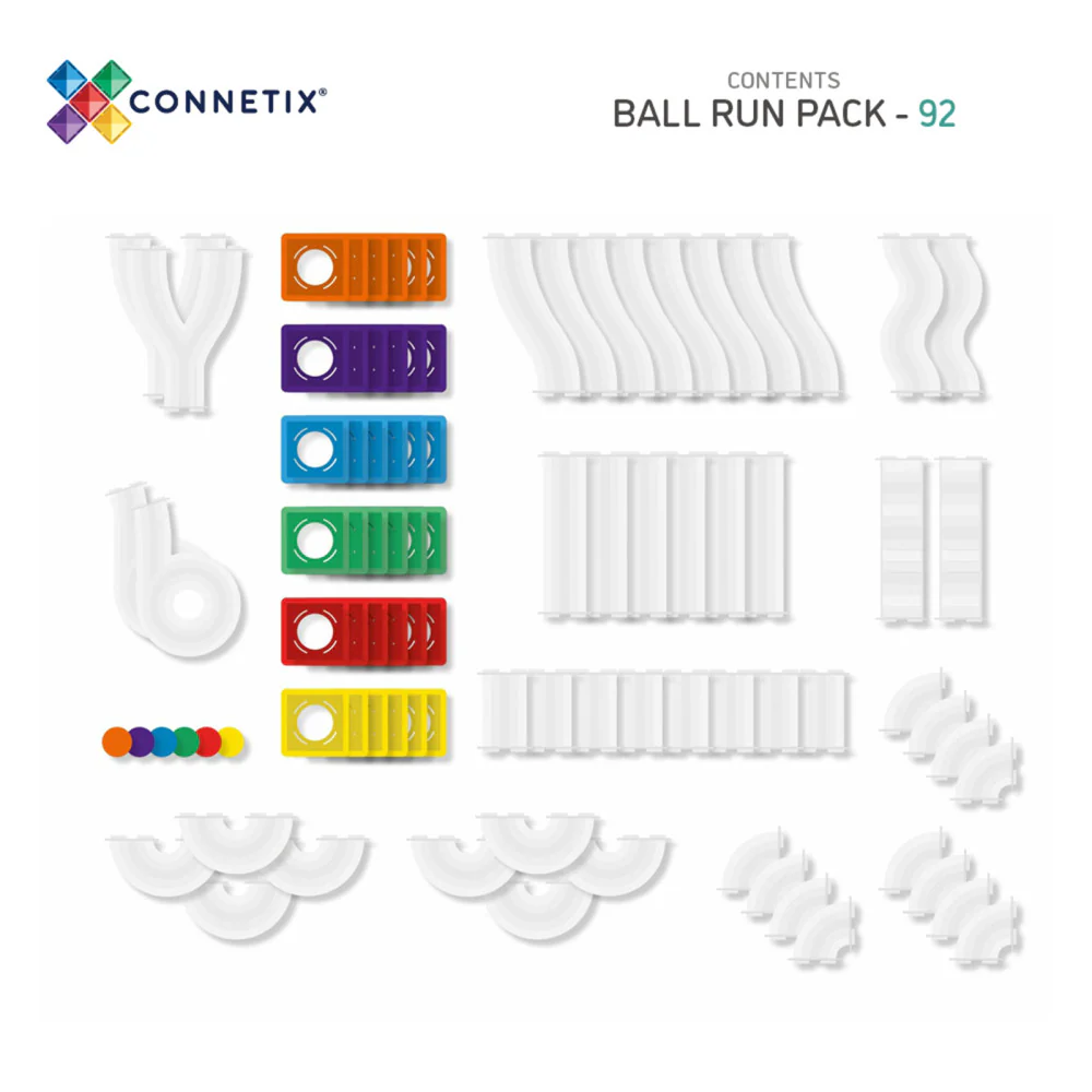 Connetix Magnetic Tiles 92-Piece Rainbow Ball Run Pack - Multicolor - Image 2