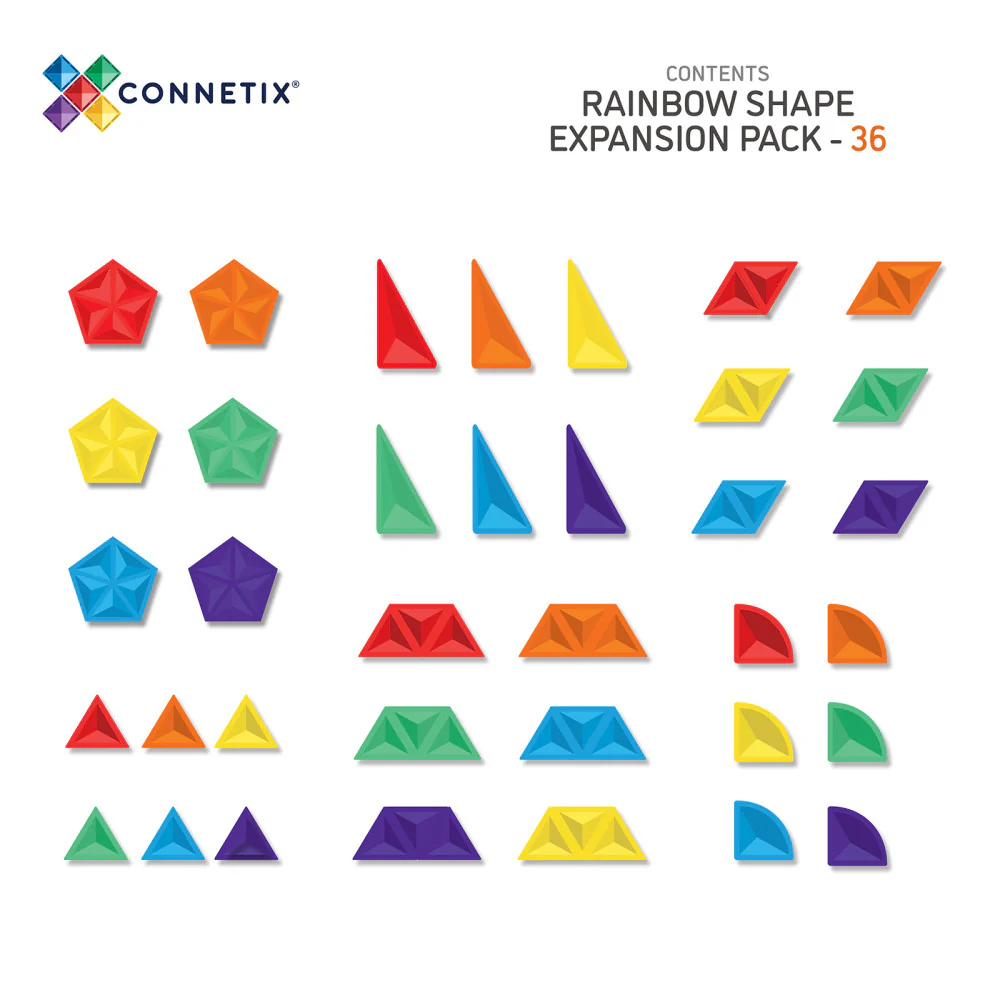 Connetix Magnetic Tiles Rainbow Shape Expansion Pack – 36 Piece Set - Image 2