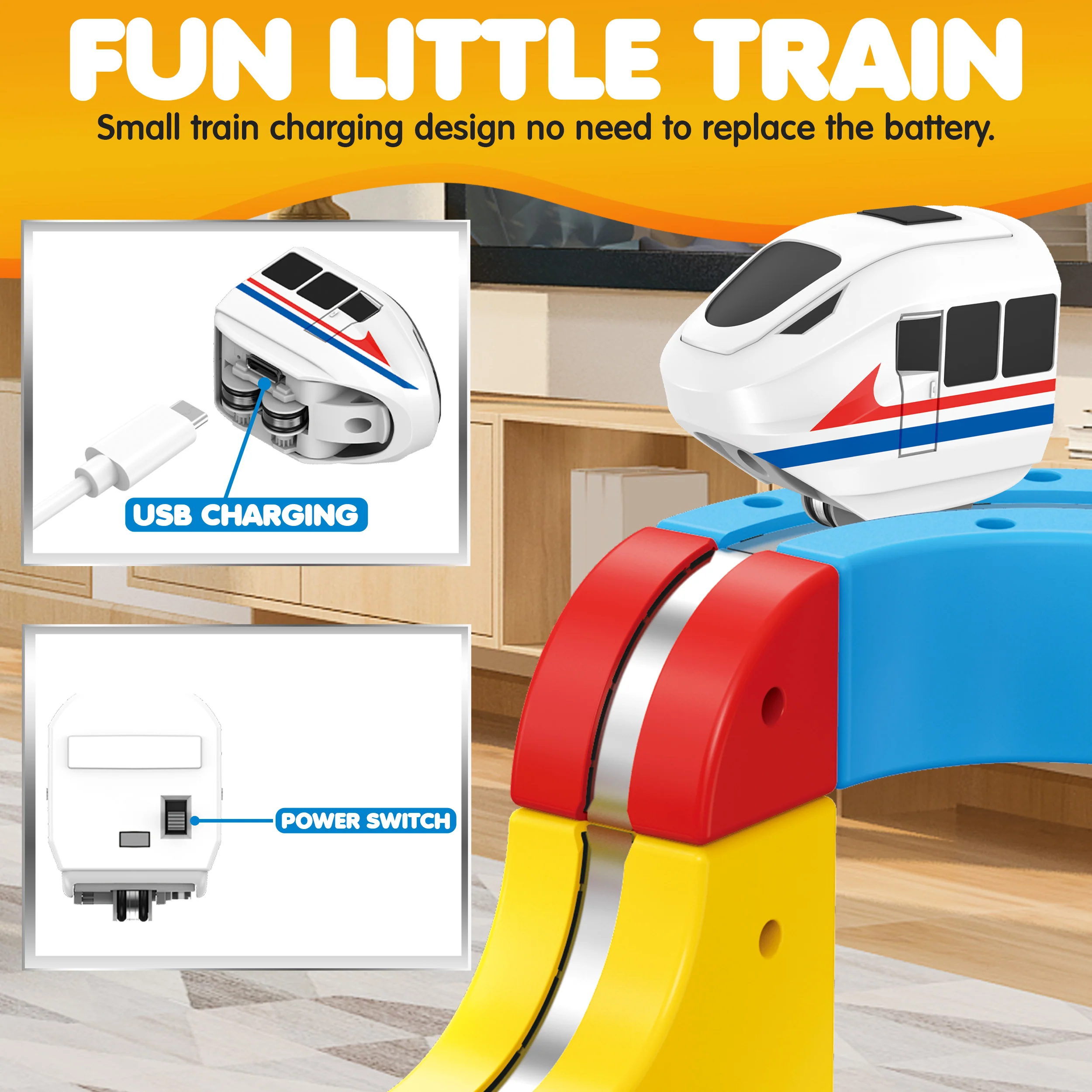 Contixo 150-Piece Magnetic Train Track Set With Rechargeable Electric Trains Ages 3+ - Image 4