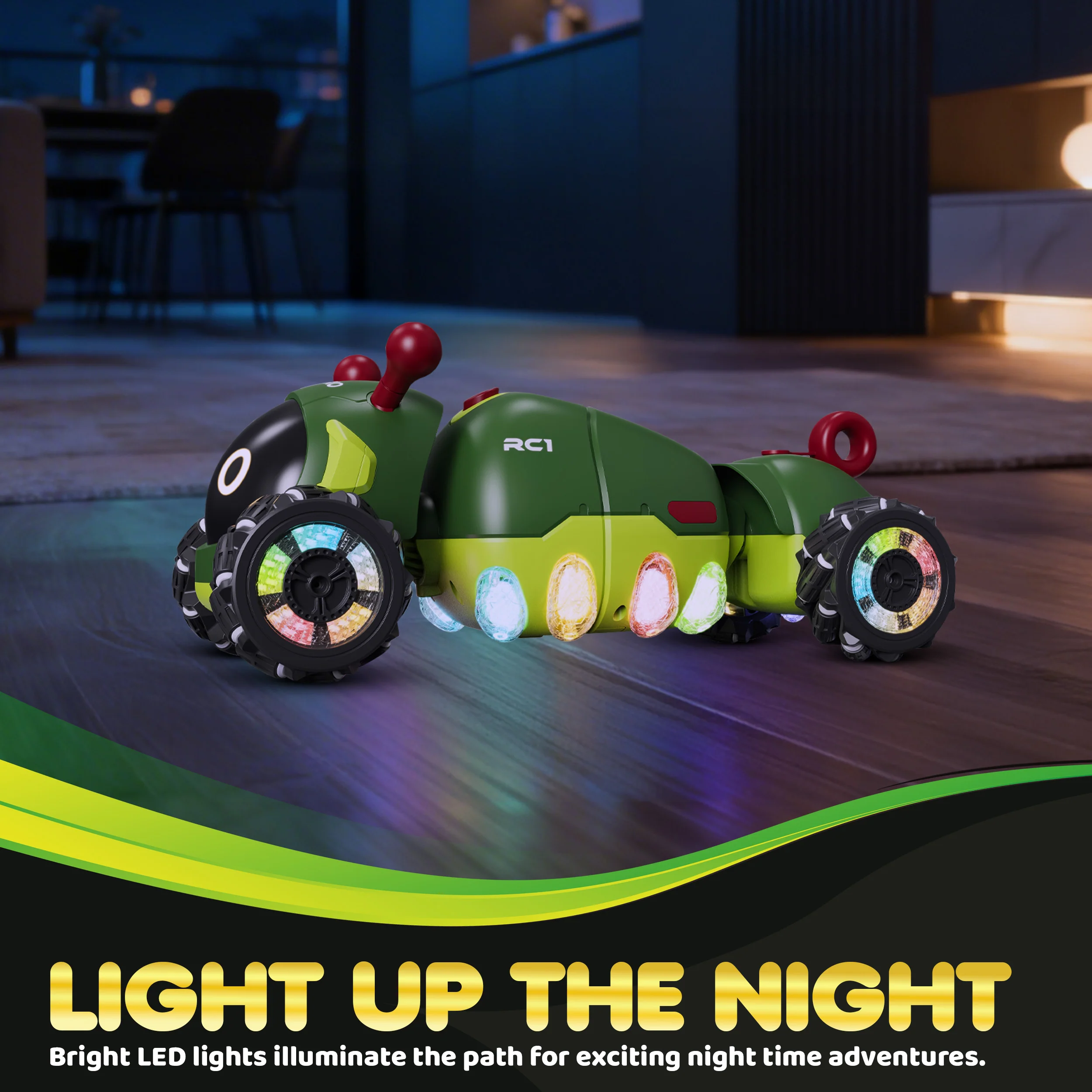 Contixo RC1 Mech Stunt RC Caterpillar Car with 2.4GHz Remote, 360° Spins, LED & Mist Spray - Image 3