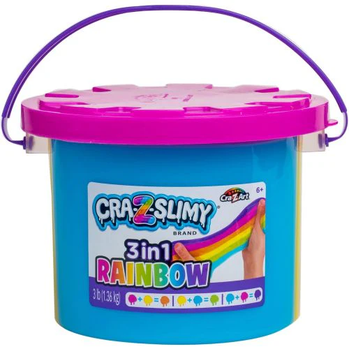 Cra Z Slimy Tri-Color Rainbow Slime Bucket - 3lb of Pink, Yellow & Blue - Image 3