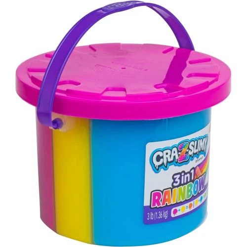 Cra Z Slimy Tri-Color Rainbow Slime Bucket - 3lb of Pink, Yellow & Blue - Image 4