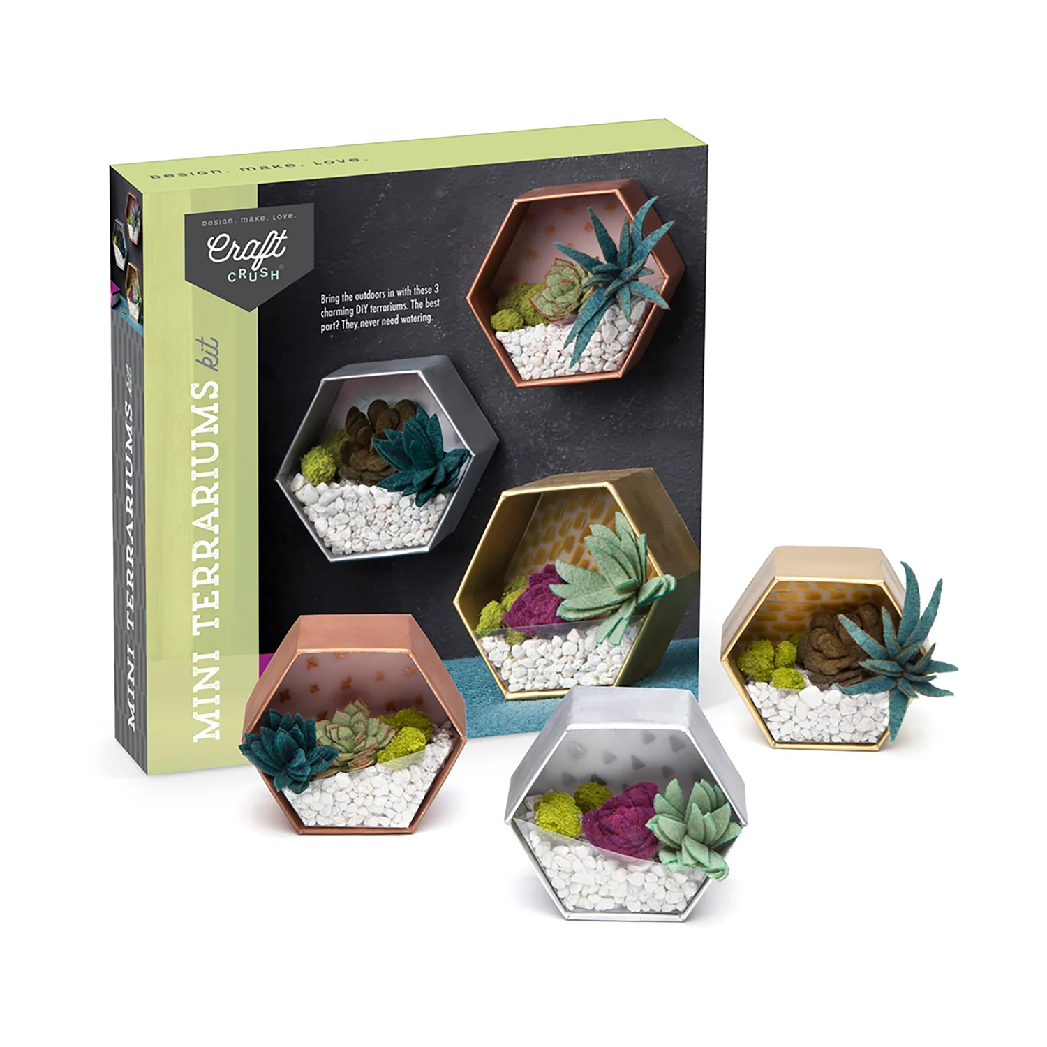 Craft Crush Mini Terrariums Kit - Create Felt Succulent Displays - Image 3