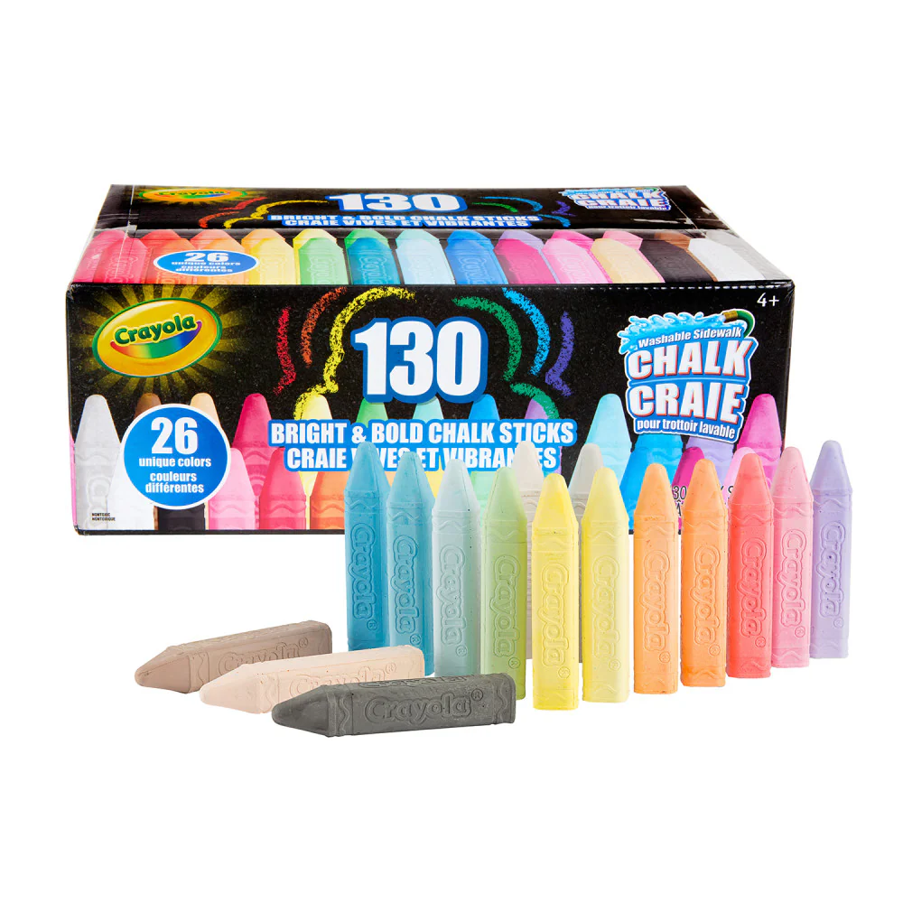 Crayola Bright & Bold Chalk Sticks - 130 Pack with 26 Colors