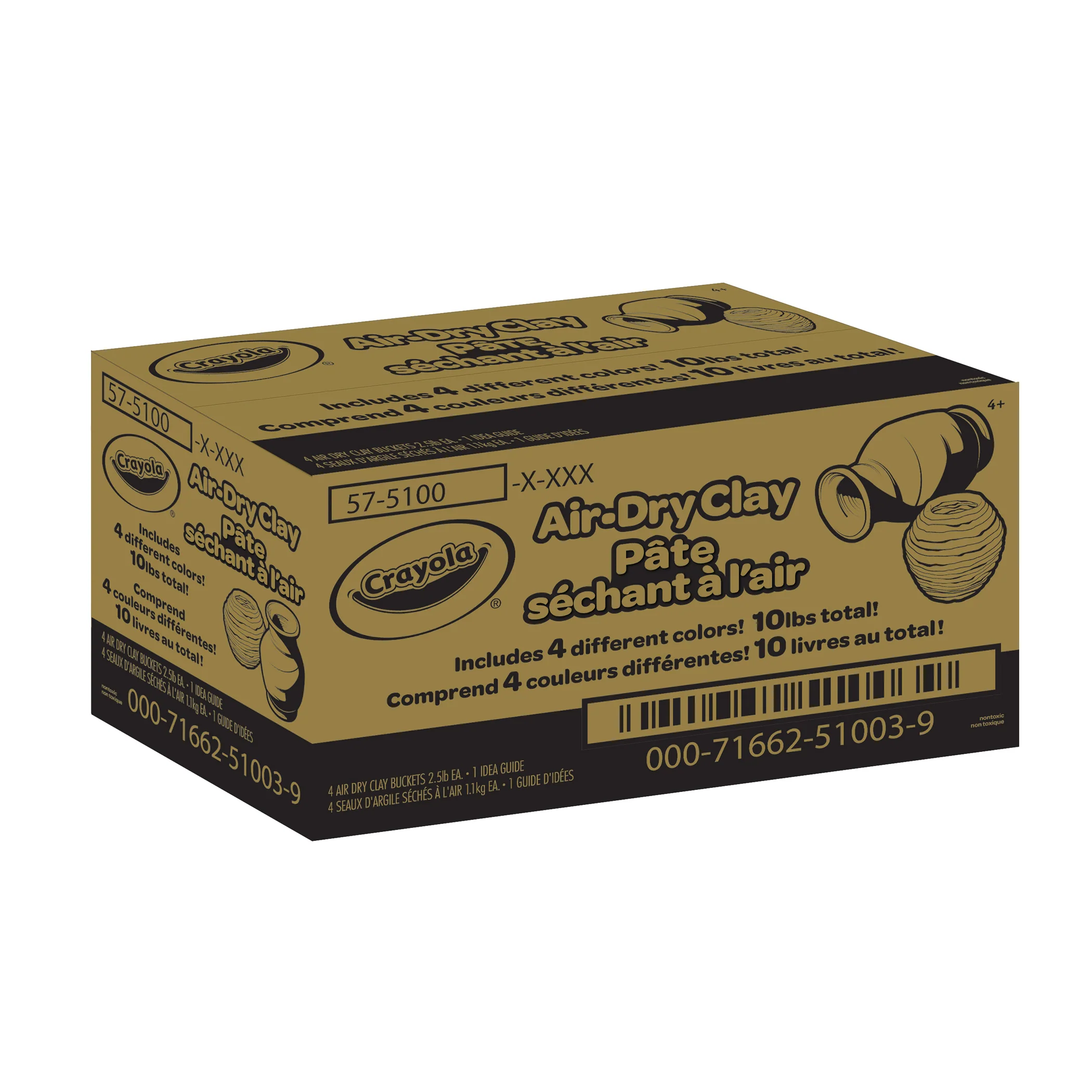 Crayola Air-Dry Clay Rainbow Sculpting Kit - 4 Colors, 2.5lb Each