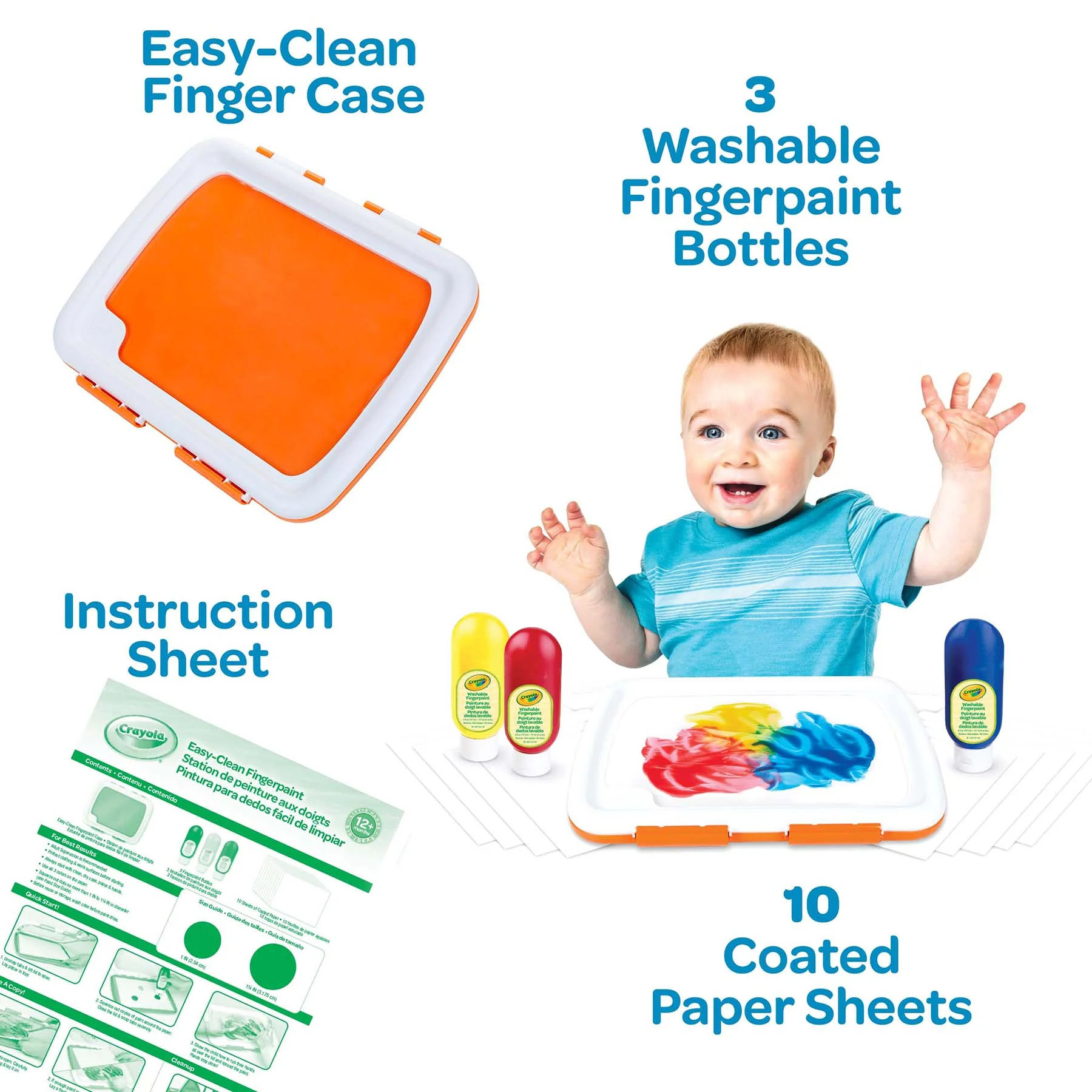 Crayola Easy-Clean Fingerpaint Set - Vibrant Toddler Art Kit - Image 8