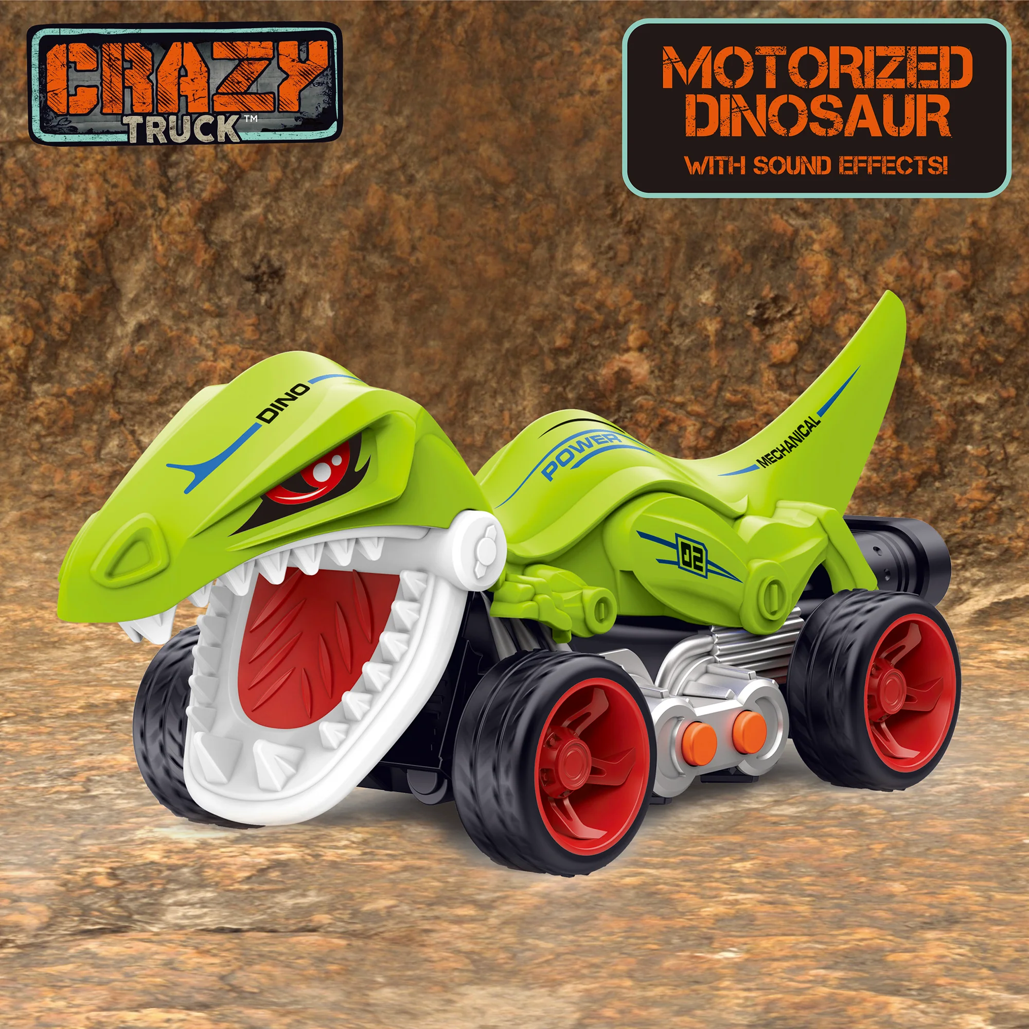 Crazy Truck Motorized Dinosaur - Roaring Green Dino Toy Vehicle for Kids 3+ - Image 2