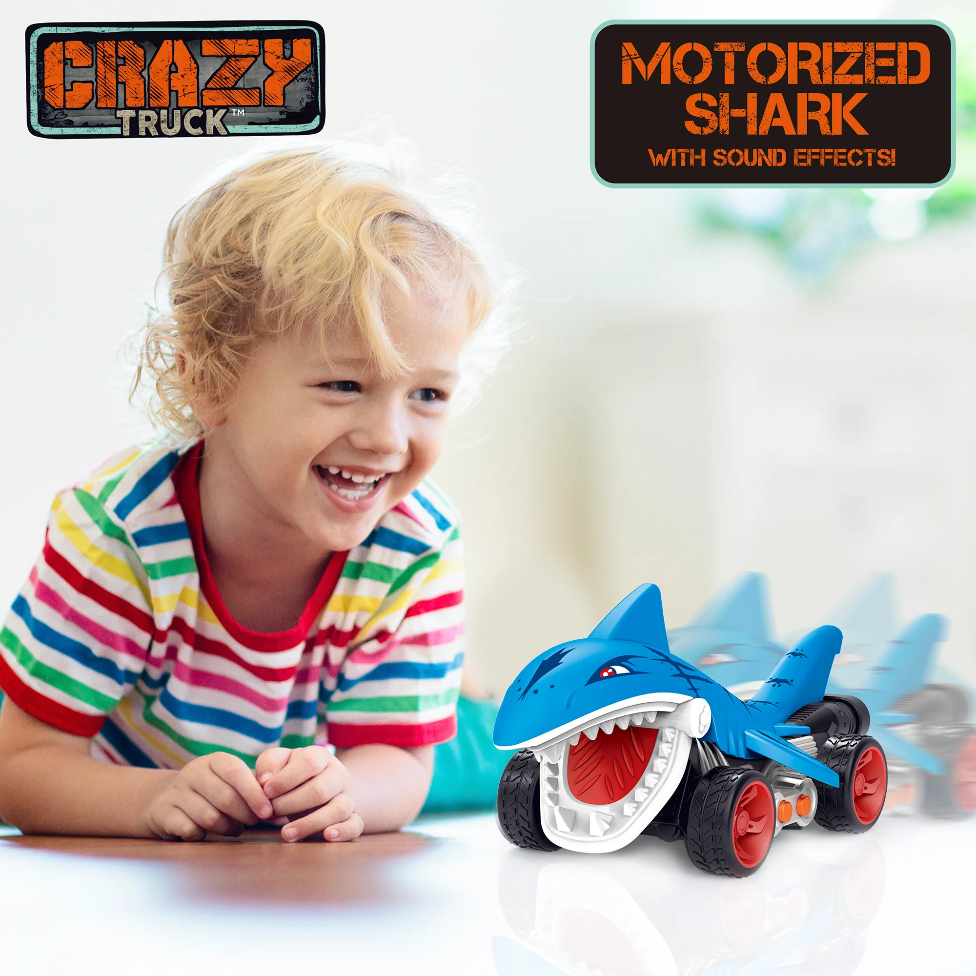Thin Air Brands Crazy Truck - Motorized Shark-Themed Stunt Vehicle with Sounds - Image 3