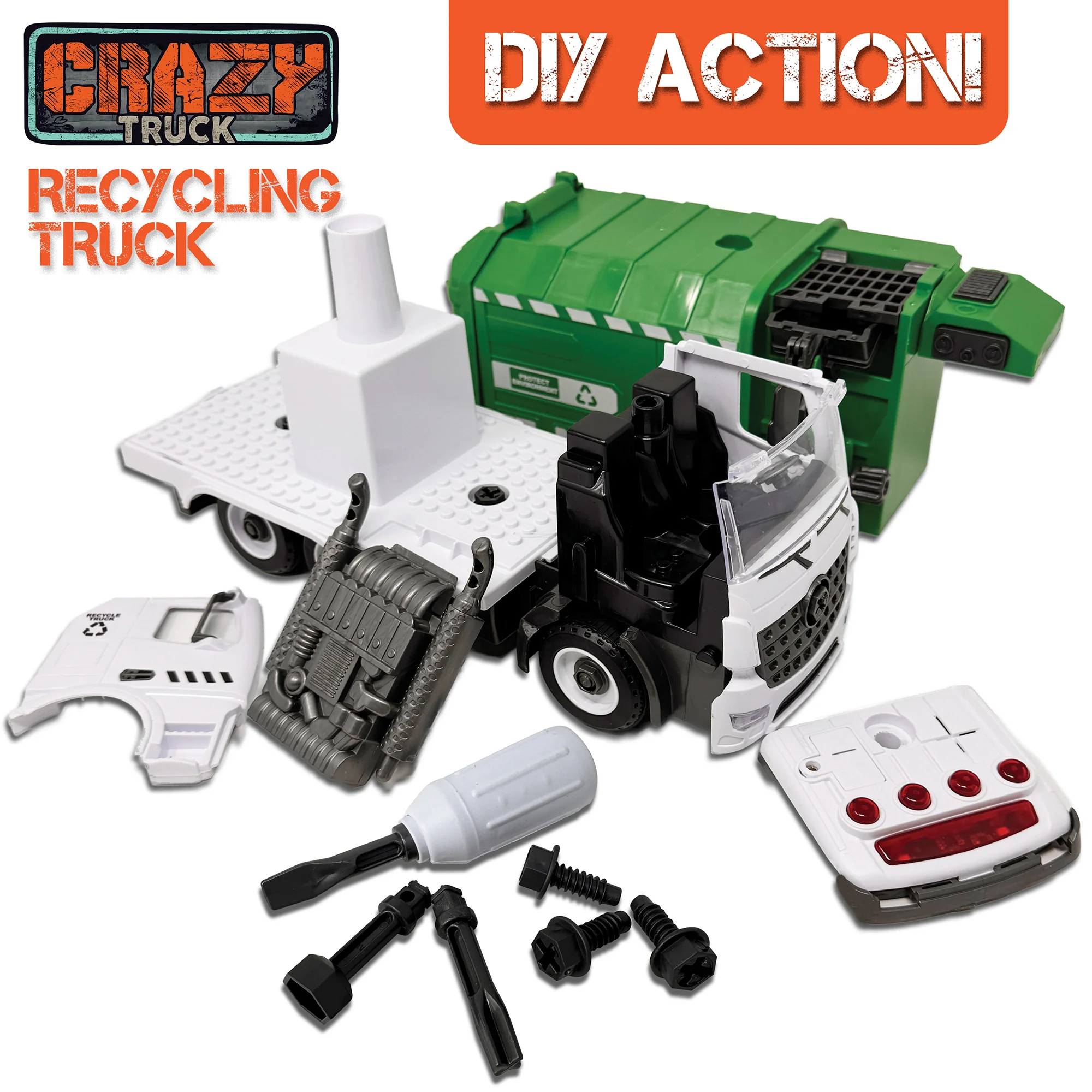 Crazy Truck City Recycler - 1:16 Scale Interactive Toy Recycling Truck - Image 3