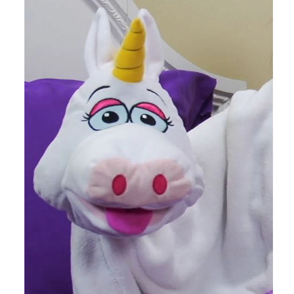 Cuddleuppets Magical Unicorn 2-in-1 Plush Puppet & Blanket - White-Purple - Image 4