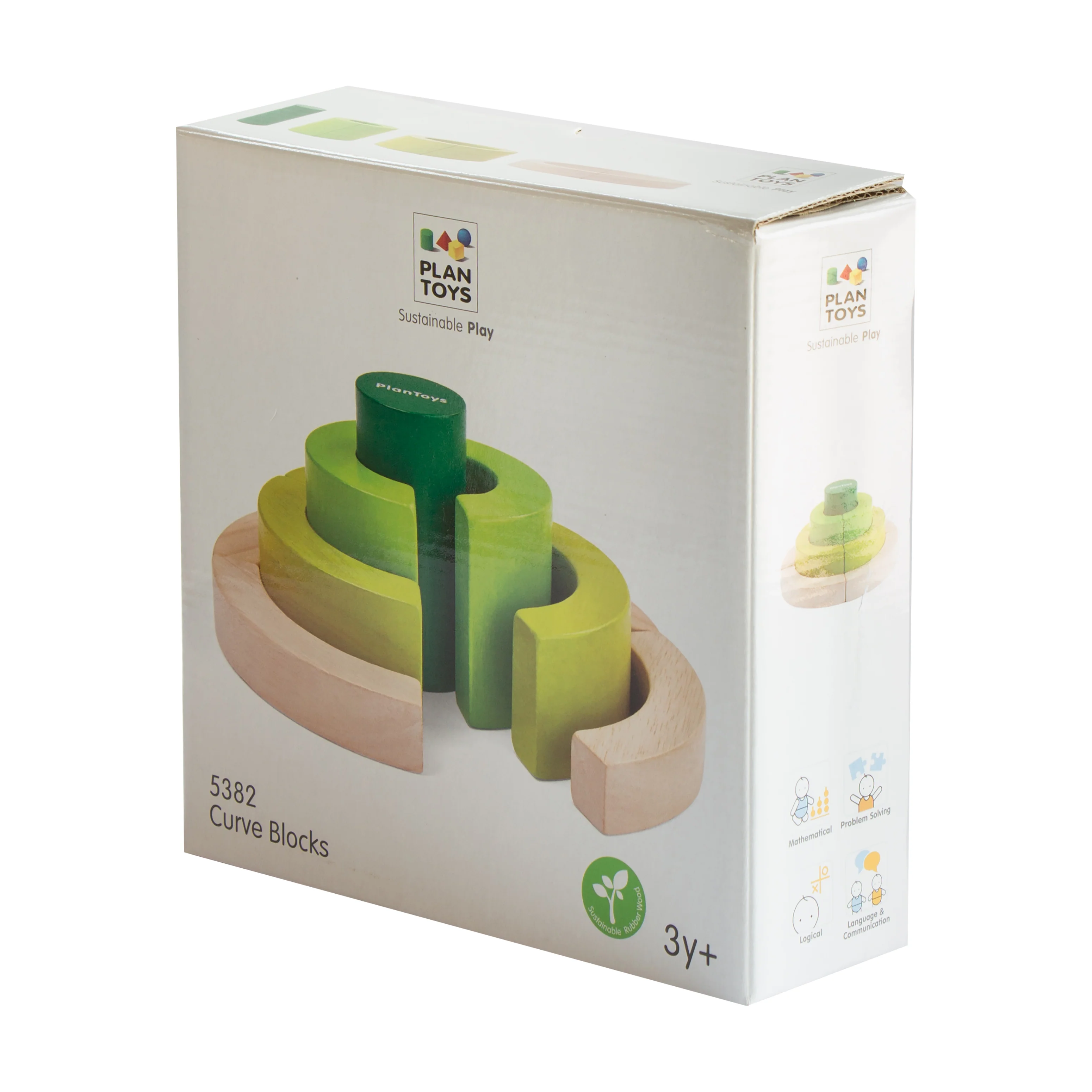 Plan Toys Colorful Curve Blocks Set - Educational Circle Building Game - Image 2