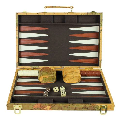 Deluxe Antique Map Backgammon Attache Set by Go! Games - Image 4