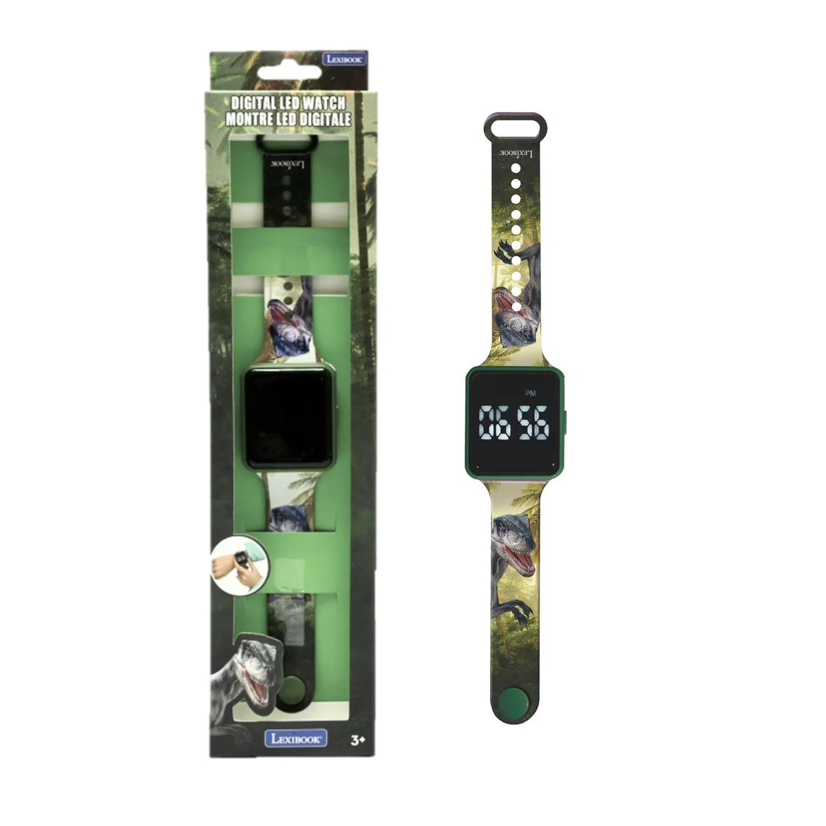 Jurassic Explorer Youth LED Digital Watch - Vibrant Dinosaur Print Strap - Image 2