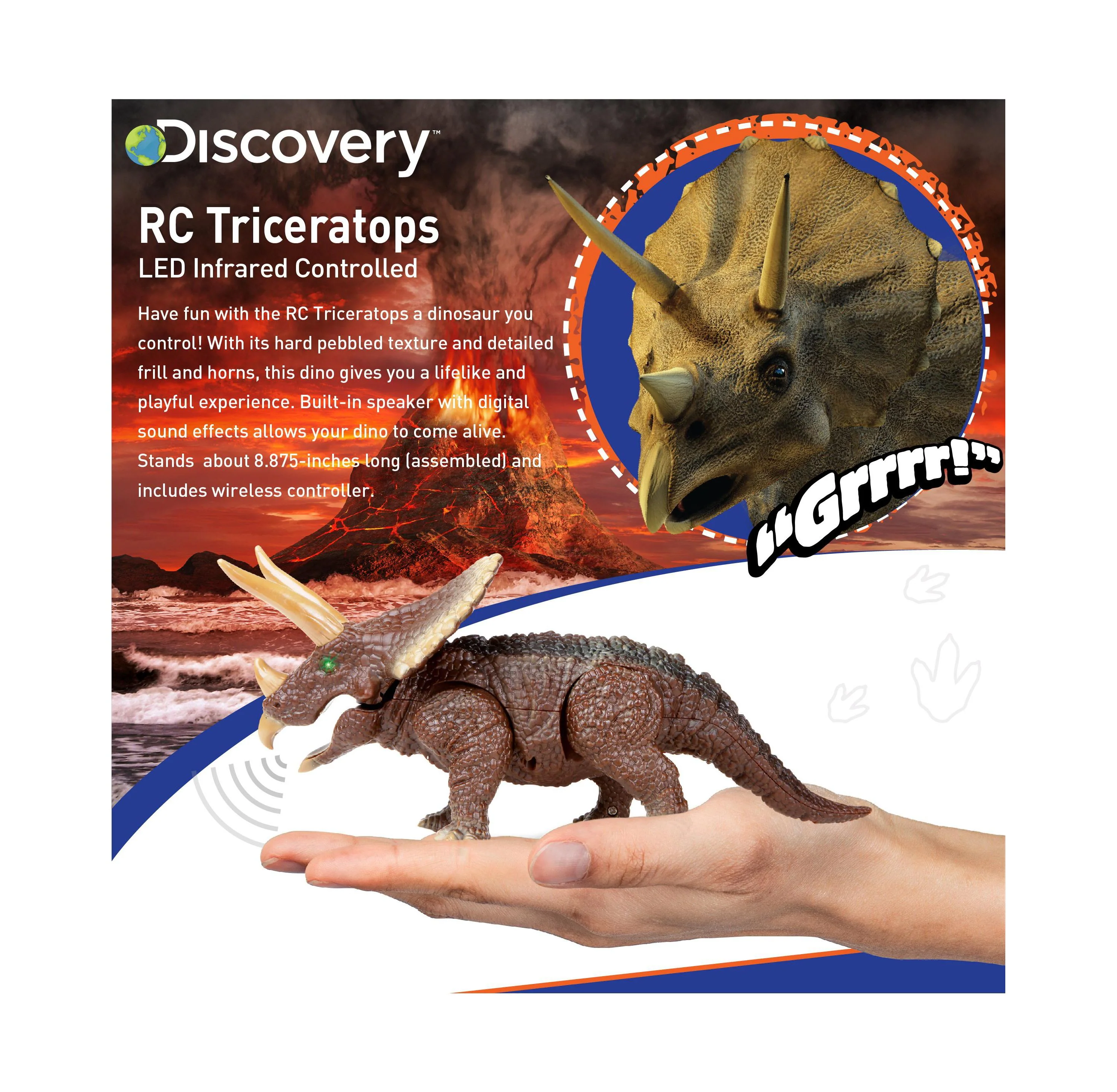 Discovery Kids Remote Control Triceratops Dinosaur, Interactive Toy