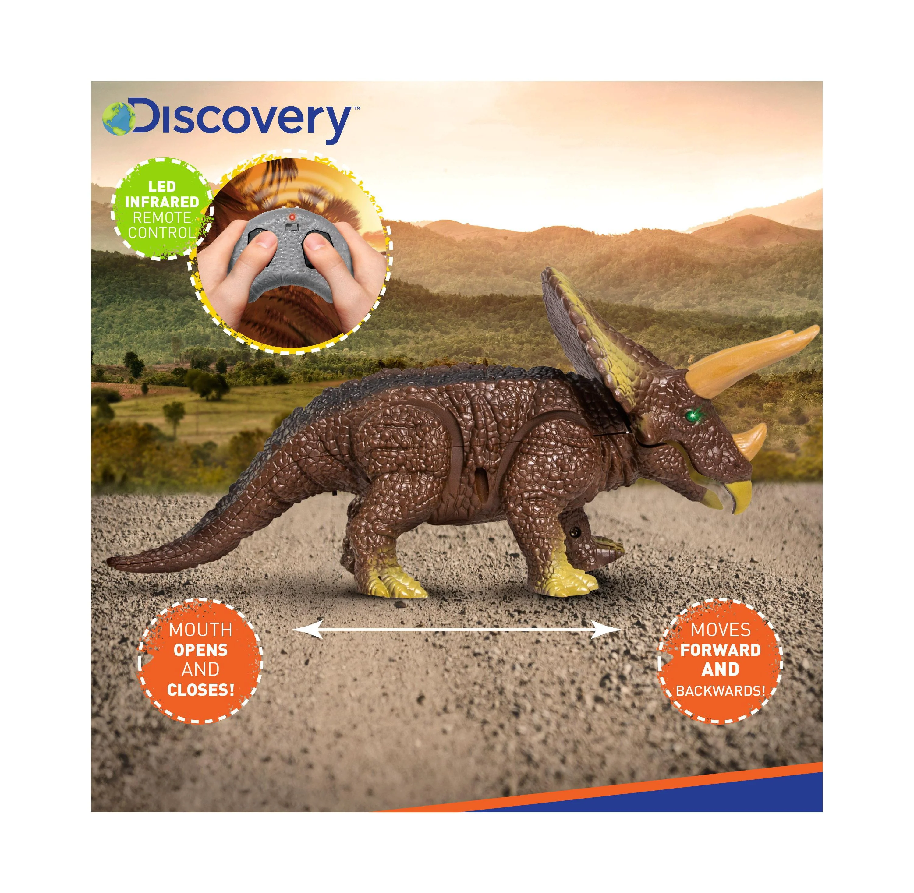 Discovery Kids Remote Control Triceratops Dinosaur, Interactive Toy - Image 9
